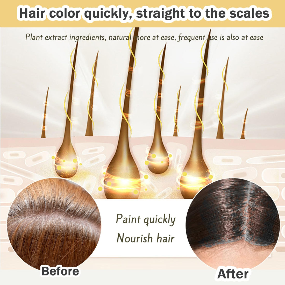 Nova Hair Dye Shampoo,Nova Hair Instant Dye Shampoo,Nova Hair Dye Shampoo 3 in 1, for Men & Women (Black)