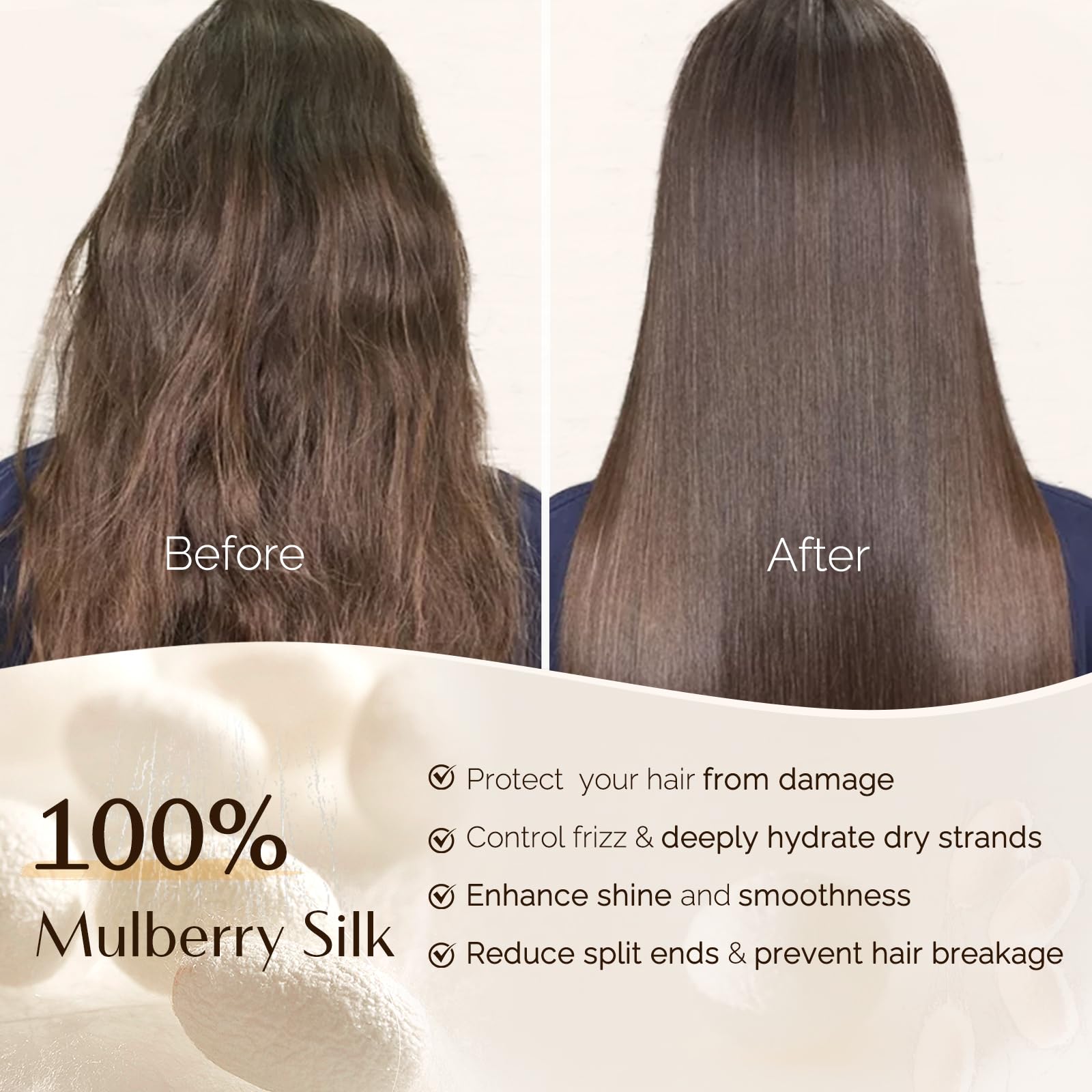 Yanibest 22 Momme 100% Mulberry Silk Bonnet for Sleeping Women Double Layer Sleep Bonnet with Tie for Long Curly Hair,Silk Sleep Cap