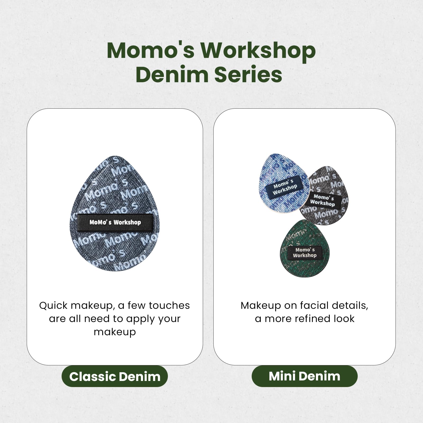 Momo's Workshop Mini Makeup Sponge Puff, Small Face Sponge for Foundation & Concealer, Makeup on Details Targeted, Travel Friendly & Reusable, 5P