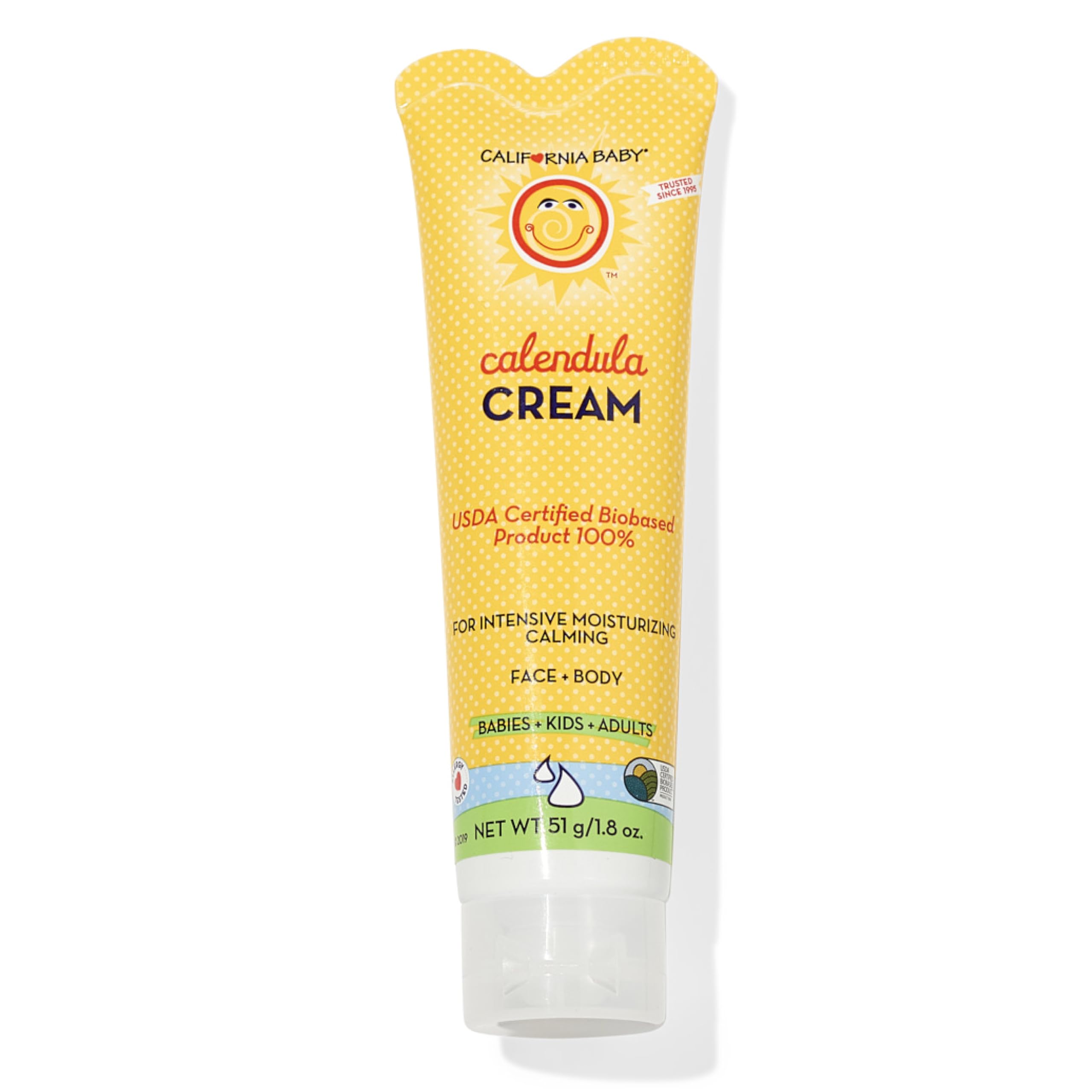 California Baby Calendula Cream | Soothing Baby Cream | Allergy Friendly | Plant-based | Soothes and Moisturizes Irritated, Dry Skin On Face and Body | 1.8 oz