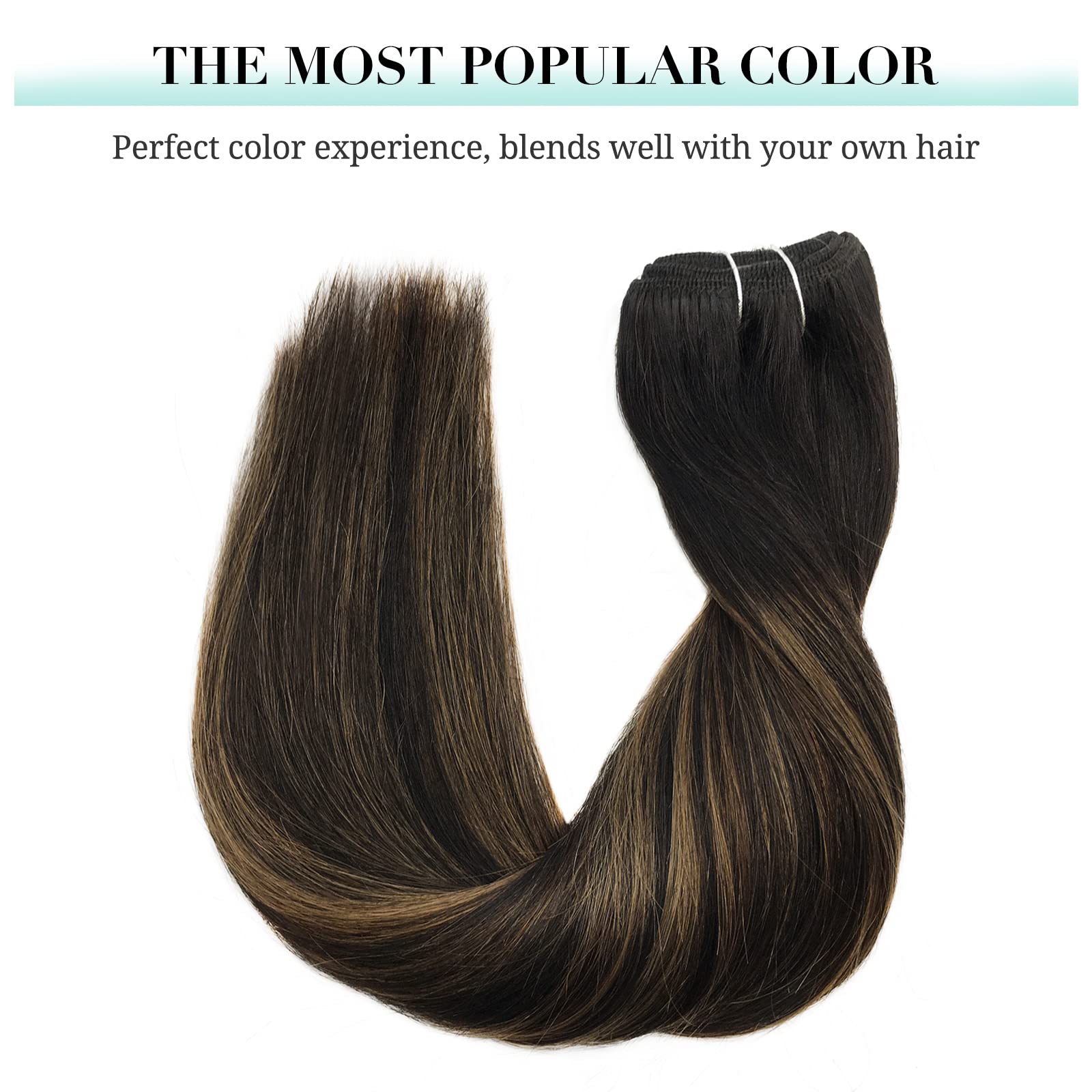 Missstar Hair Misstar 18inch Balayage Remy Clip in Human Hair Extensions Ombre Black to Chesnut Brown 7pcs 120g Clip in Hair Extensions Human Hair 1B/6/1B 120g