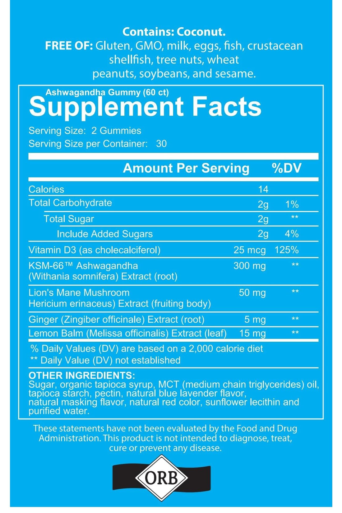 4 Your Wellness Ashwagandha Gummies Mixed Berry KSM-66, Lion's Mane, Vitamin-D, Non-GMO, Gluten-Free, Gelatin Free & Kosher | for Daily Focus Boost (60 Count (Pack of 1))