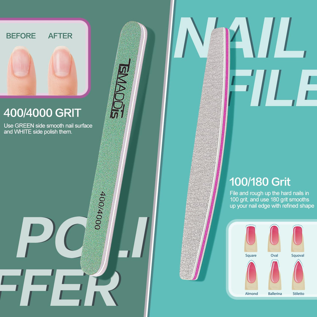 TsMADDTs Nail Buffers and Files Set with Buffer Blocks, Cuticle Trimmer, Pusher and Cuticle Oil, Nail Care Kit for Women