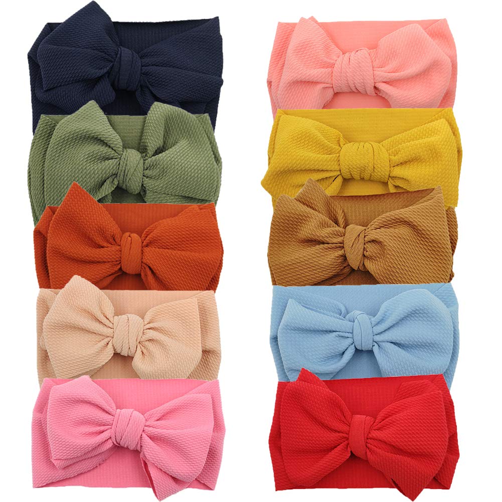 Steewarts Baby Girl Bow Headbands Newborn Hairband Baby Turban Knotted Elastic Headwrap for Toddler Hair Accessories (AA06-10PCS)