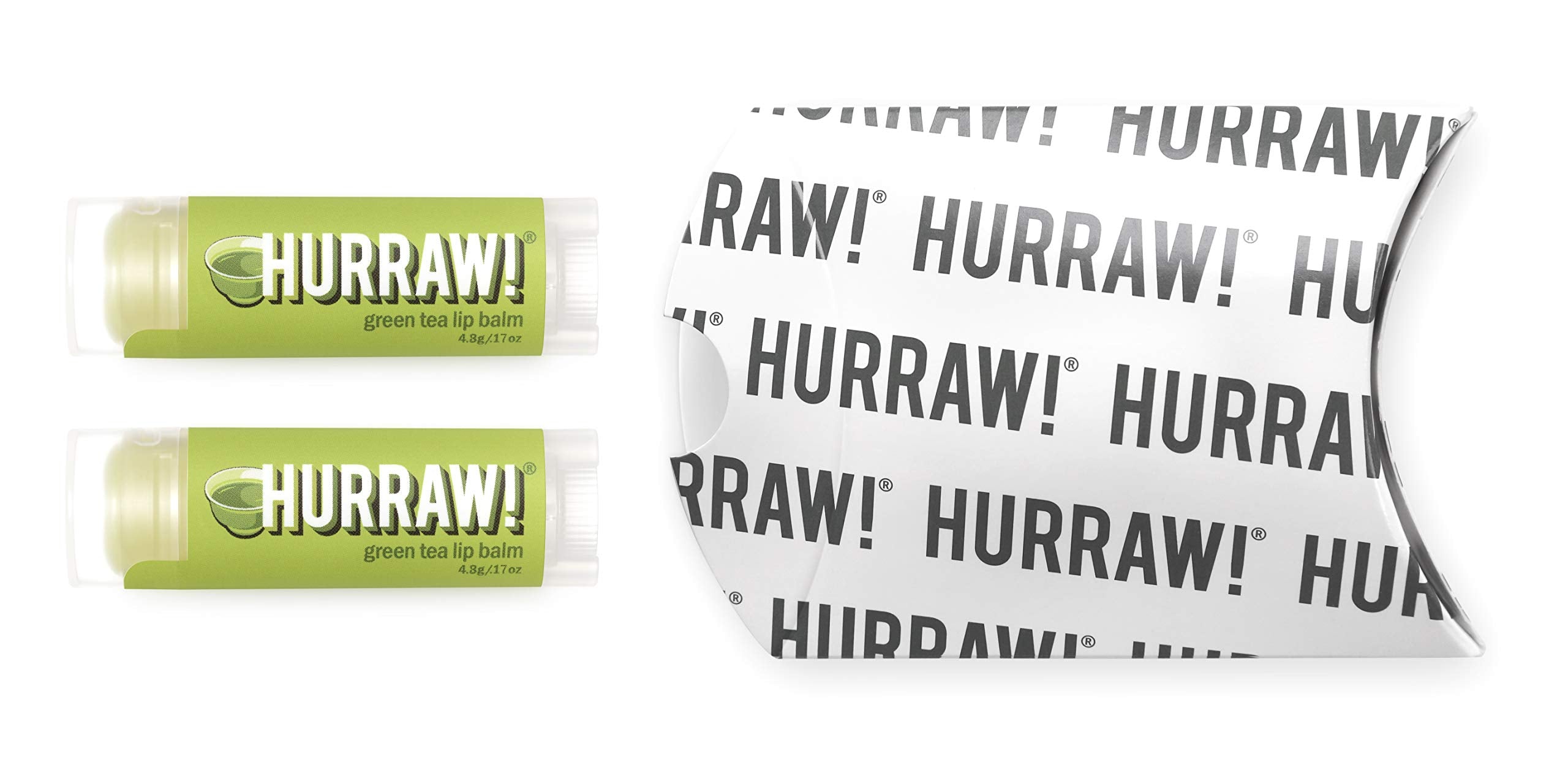 Hurraw! Green Tea Lip Balm, 2 Pack: Organic, Certified Vegan, Cruelty and Gluten Free. Non-GMO, 100% Natural Ingredients. Bee, Shea, Soy and Palm Free. Made in USA