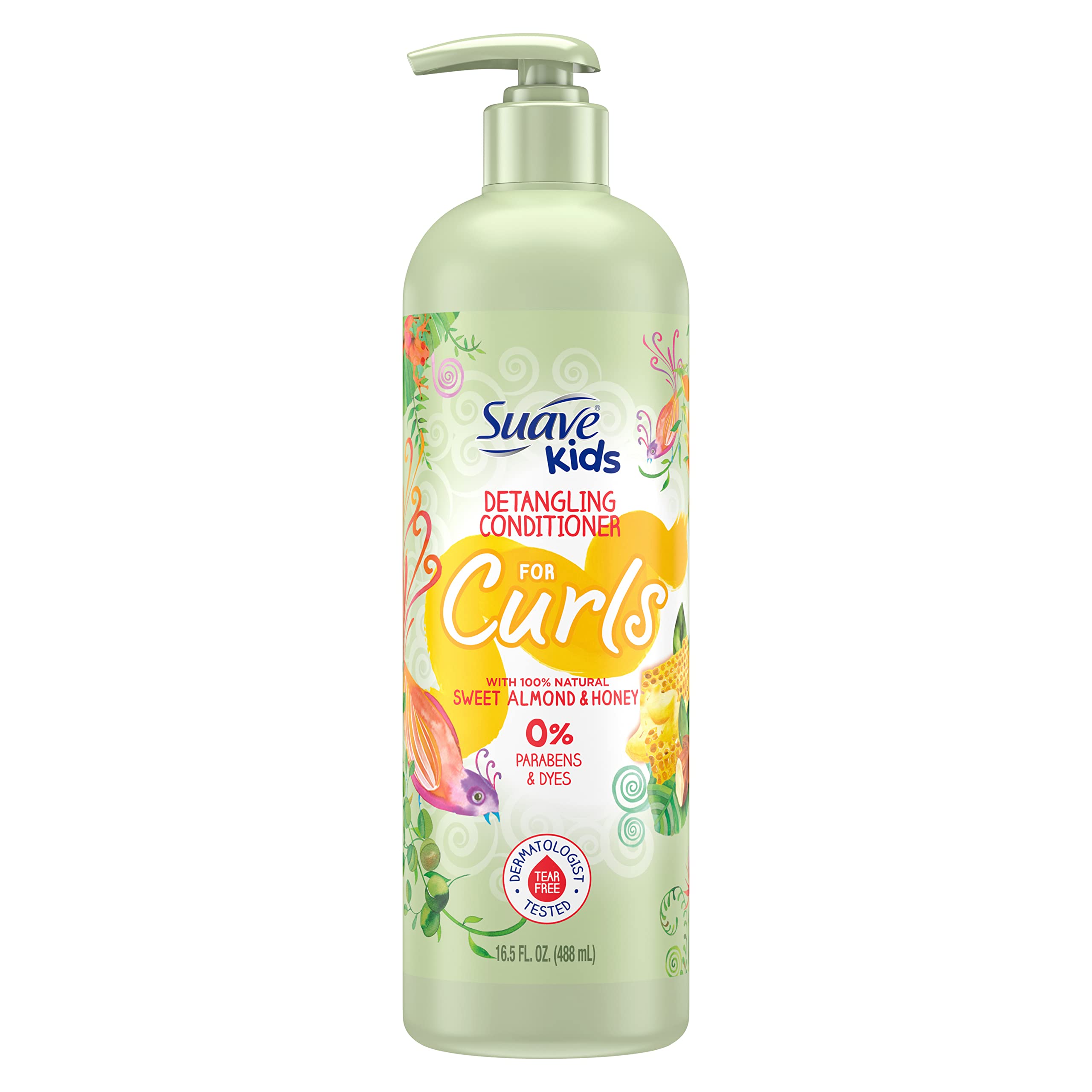 Suave Kids Naturals Curl Conditioner for Curly Hair, Sweet Almond & Honey, Dermatologist Tested and Tear-free, 16.5oz