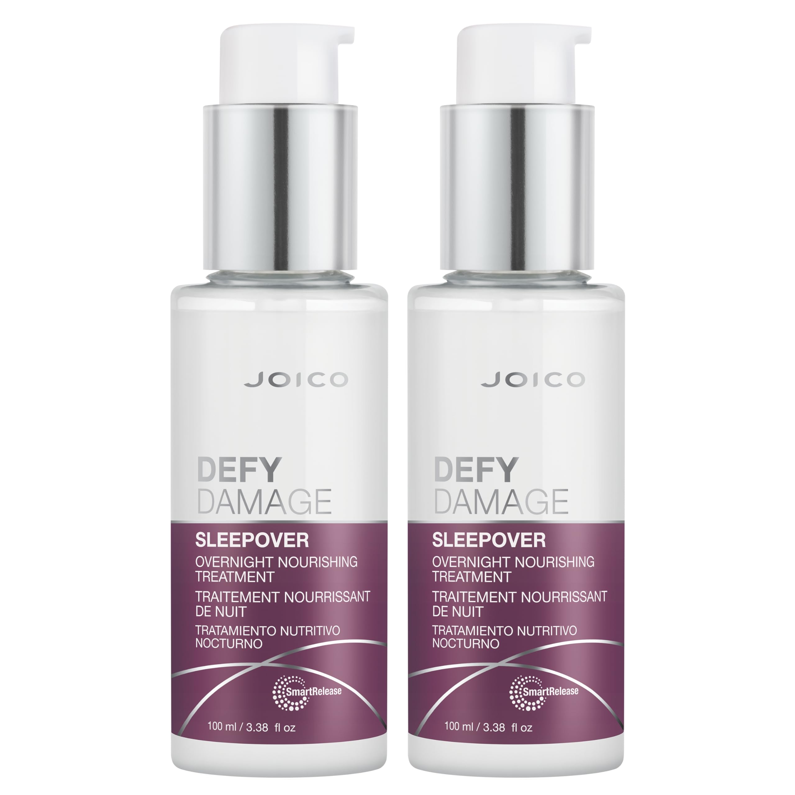 Joico Defy Damage Sleepover Overnight Nourishing Treatment | Instantly Softens & Smooths | Strengthen Bonds | Reduce Breakage & Split Ends | No Rinse Formula | With Arginine & Keratin | 3.38 oz | 2 Pa