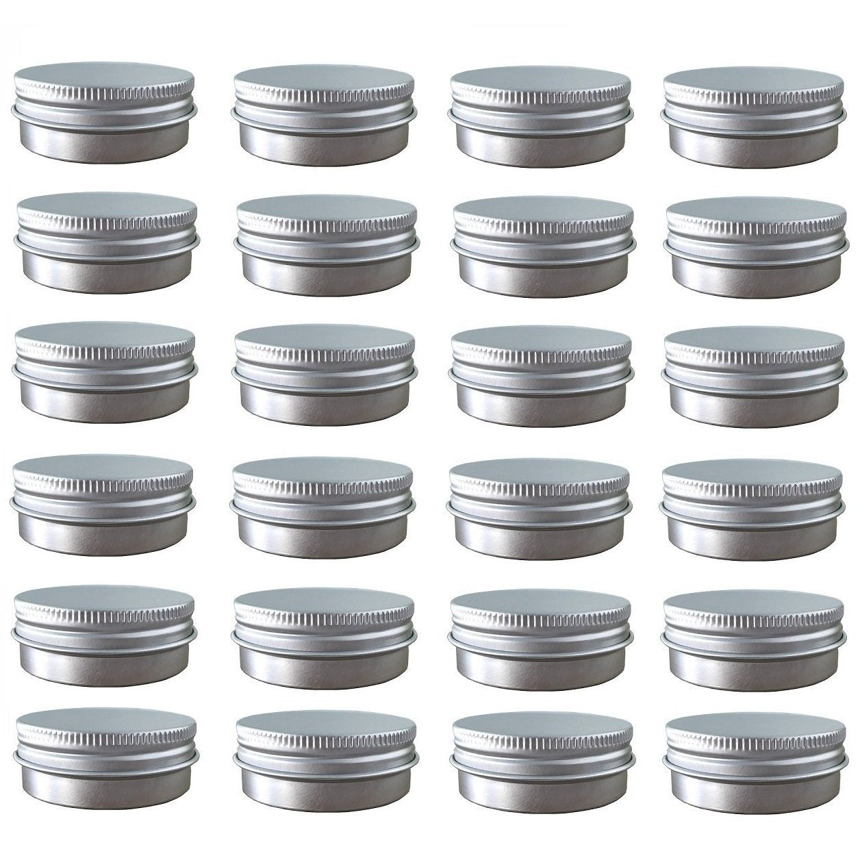 JOYWEE 24 Pack, 2 Oz/60Ml: 24 Pack (2 Oz/60Ml) Screw Top Round Aluminum Tin Cans, Metal Tin Storage Jar Containers with Screw Cap for Lip Balm, Cosmetic, Candles, Salve, Make Up, Eye Sh