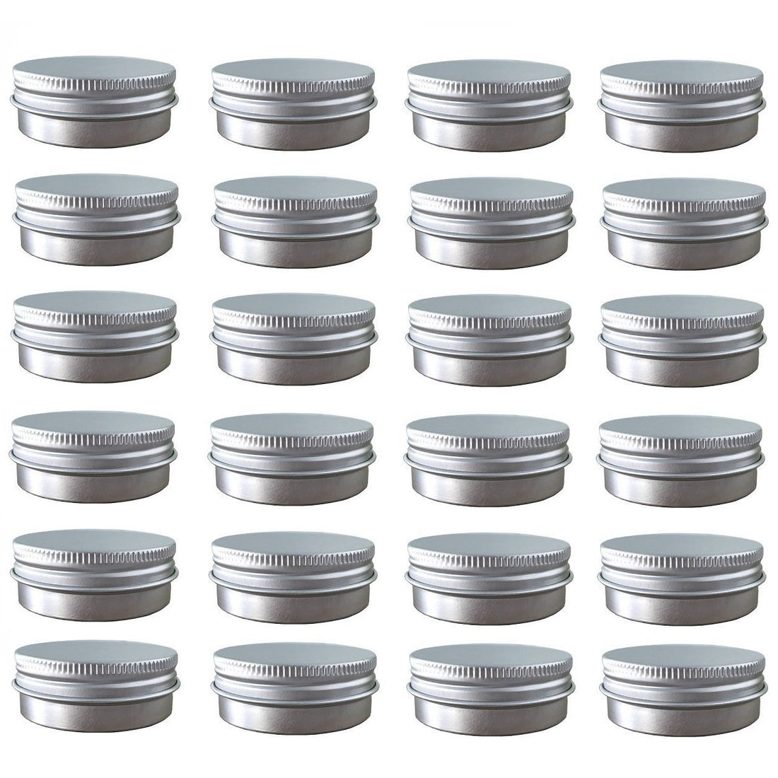 JOYWEE 24 Pack, 2 Oz/60Ml: 24 Pack (2 Oz/60Ml) Screw Top Round Aluminum Tin Cans, Metal Tin Storage Jar Containers with Screw Cap for Lip Balm, Cosmetic, Candles, Salve, Make Up, Eye Sh