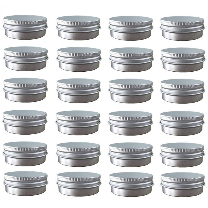 JOYWEE 24 Pack, 2 Oz/60Ml: 24 Pack (2 Oz/60Ml) Screw Top Round Aluminum Tin Cans, Metal Tin Storage Jar Containers with Screw Cap for Lip Balm, Cosmetic, Candles, Salve, Make Up, Eye Sh