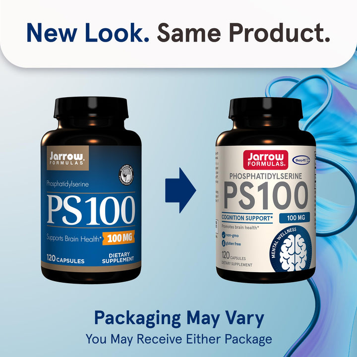 Jarrow Formulas® PS100 Phosphatidylserine, 100 mg, Dietary Supplement for Brain Health and Cognition Support, 120 Capsules, Up to a 120 Day Supply