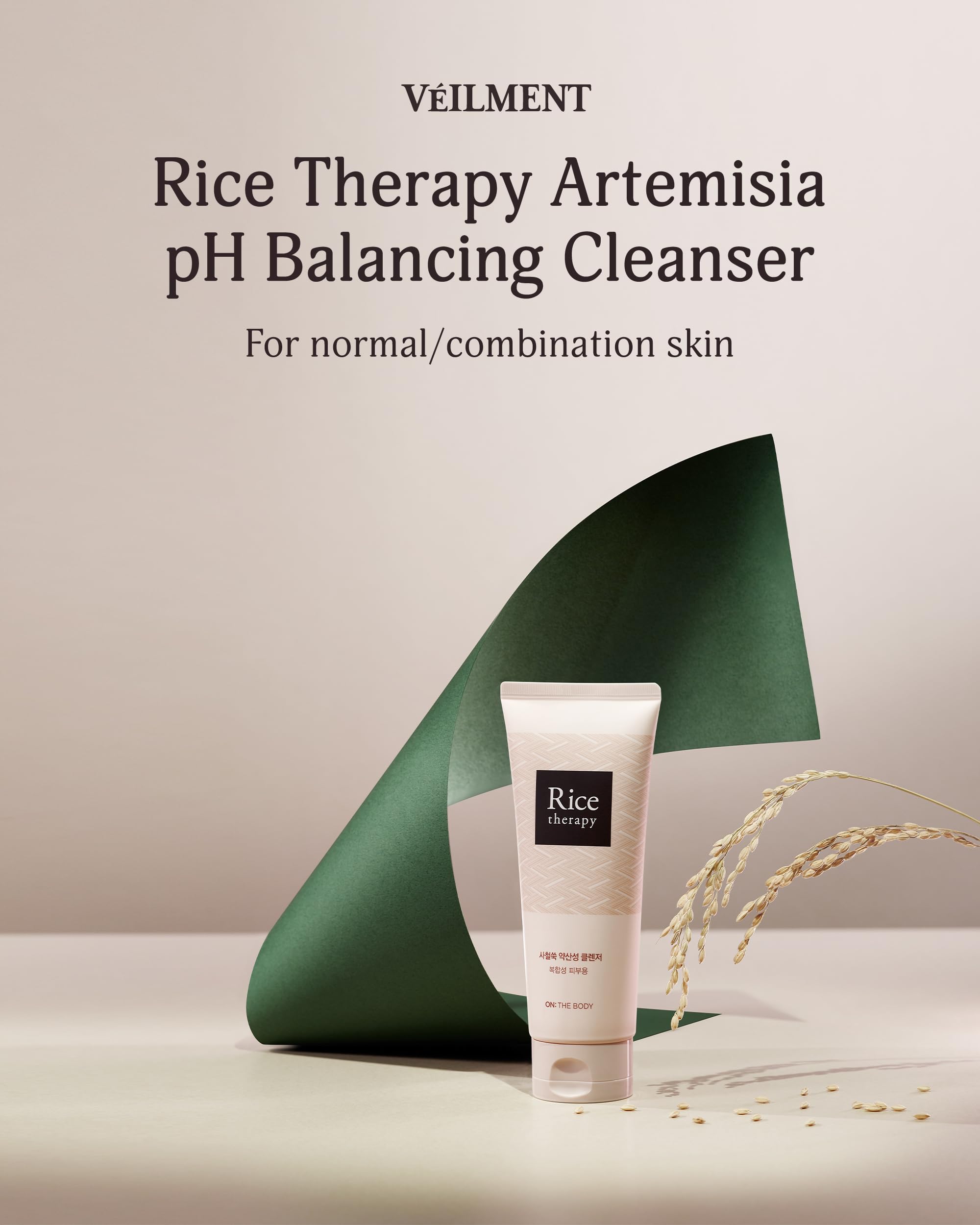 VEILMENT Rice Therapy Artemisia Cleanser (5.1+5.1fl oz, Pack of 2) - Gentle Moisturizing Face Wash for Sensitive Skin. Daily Hydrating Facial Foam for Clear, Radiant, Rice Cleanser Korean Skin Care