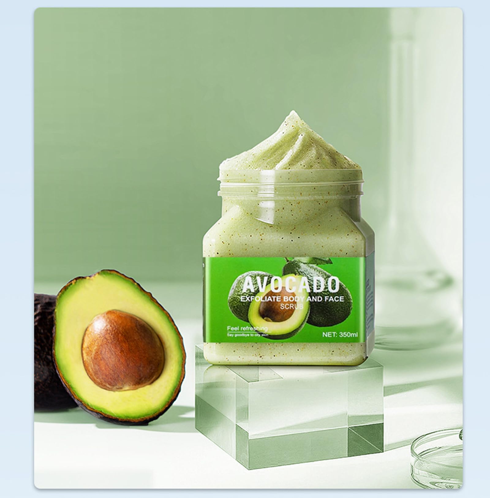 Body Scrub Exfoliator Set,Exfoliating Face Hand Foot Body Scrub,Self Skin Care Deep Cleansing Exfoliating for Oily Skin,Set Includes Coconut and Avocado Botanical Extract Scrub and a Loofah Pad