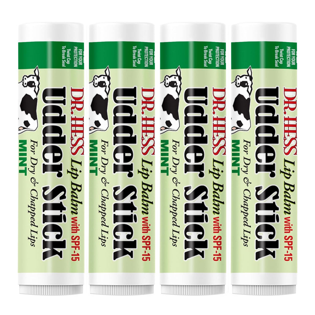 Mint, 4 Count : Dr Hess Udder Stick Lip Balm, Mint, 4 Count