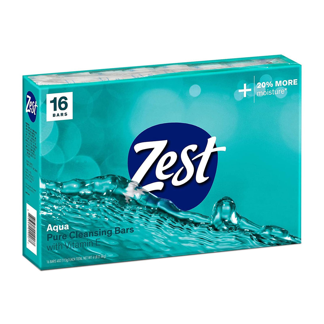 Aqua, 16 Bar: Zest 16-Bar Bath Size Soap, Aqua, 4 Ounce