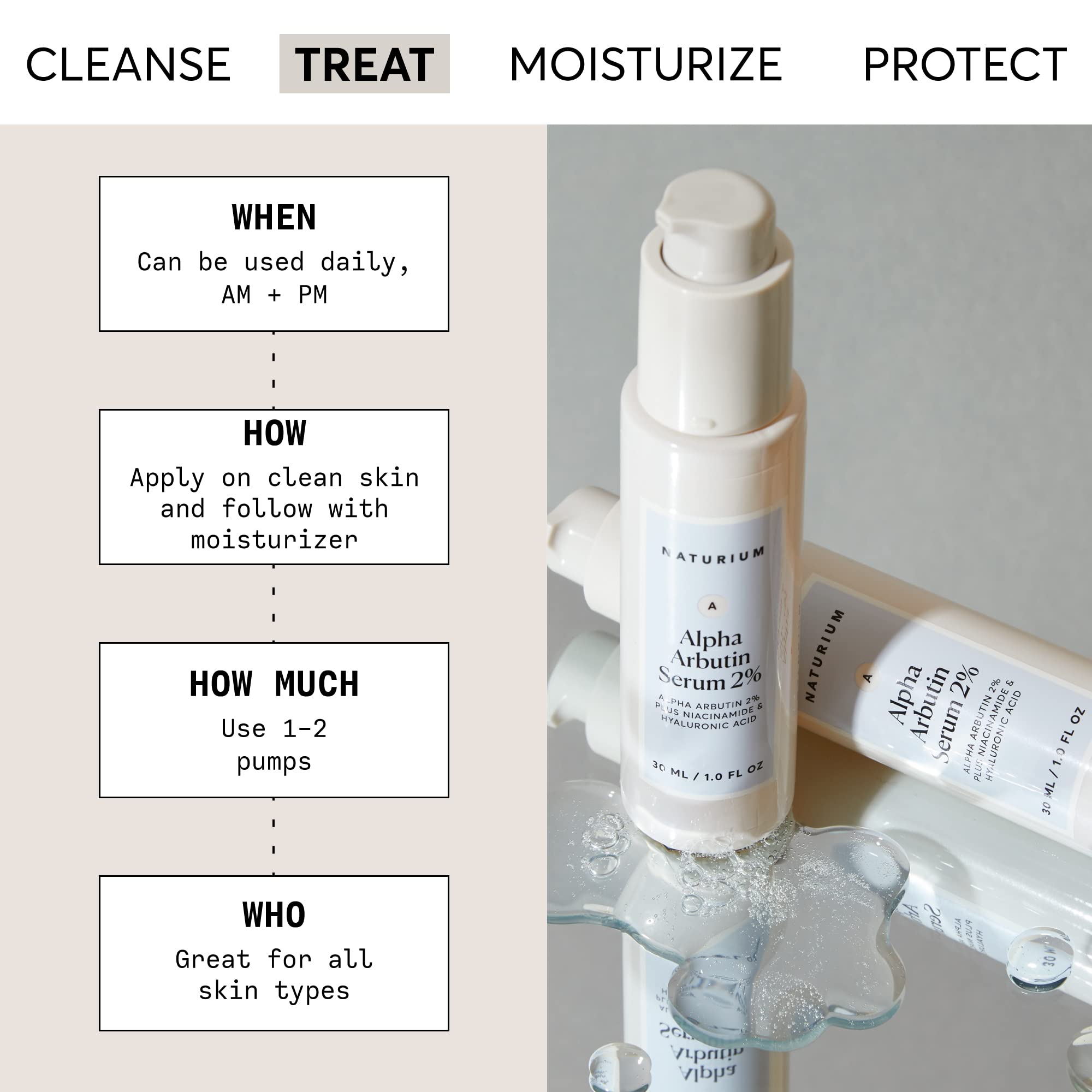 Naturium Alpha Arbutin Serum 2% with Alpha Arbutin, Niacinamide & Lemon, Face & Skin Care, 1 oz