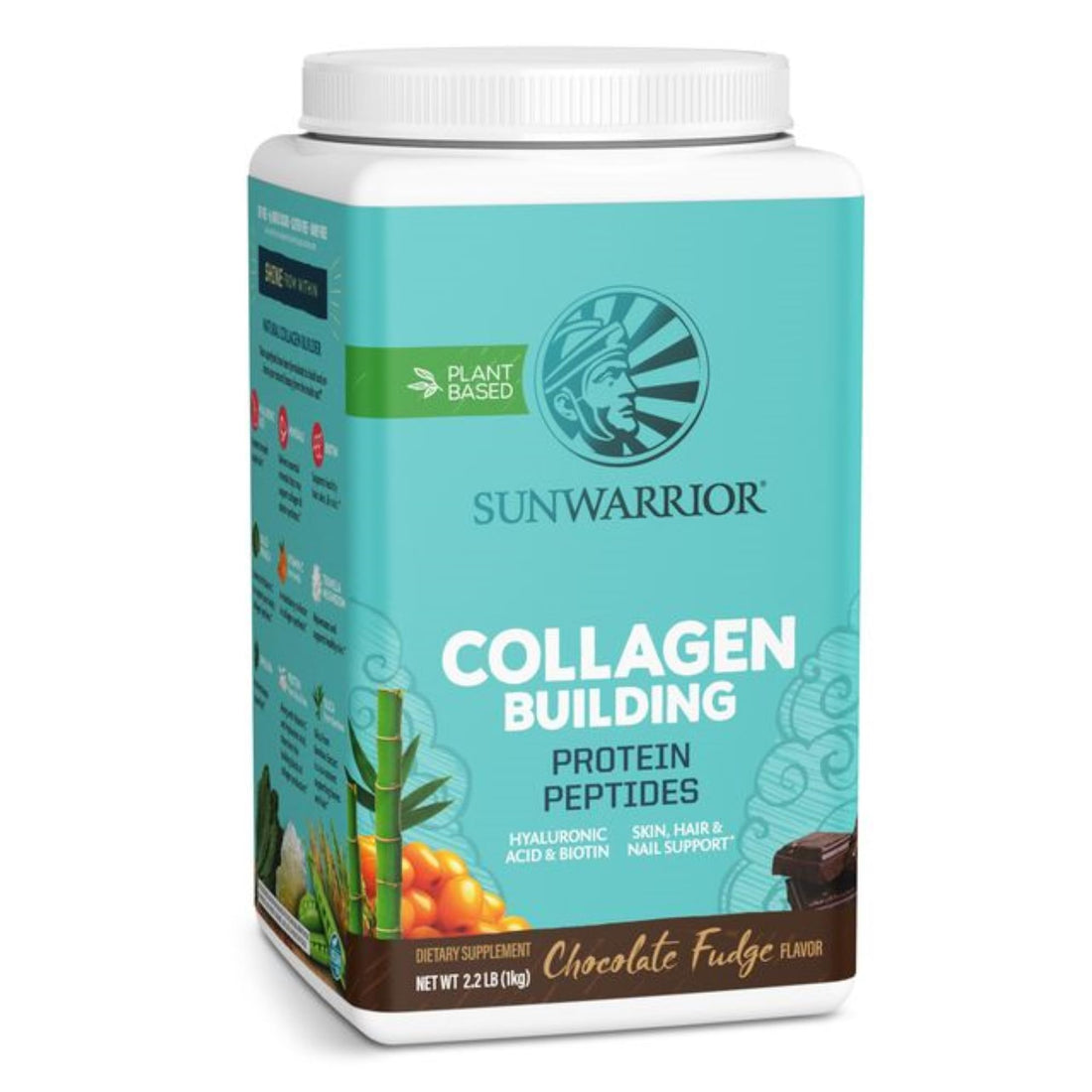 Sunwarrior Vegan Collagen Building Peptides Plant-Based Protein Powder with Hyaluronic Acid & Biotin for Hair Skin Nail Support Non-GMO Dairy Sugar Free Low Carb | Chocolate 40 Servings