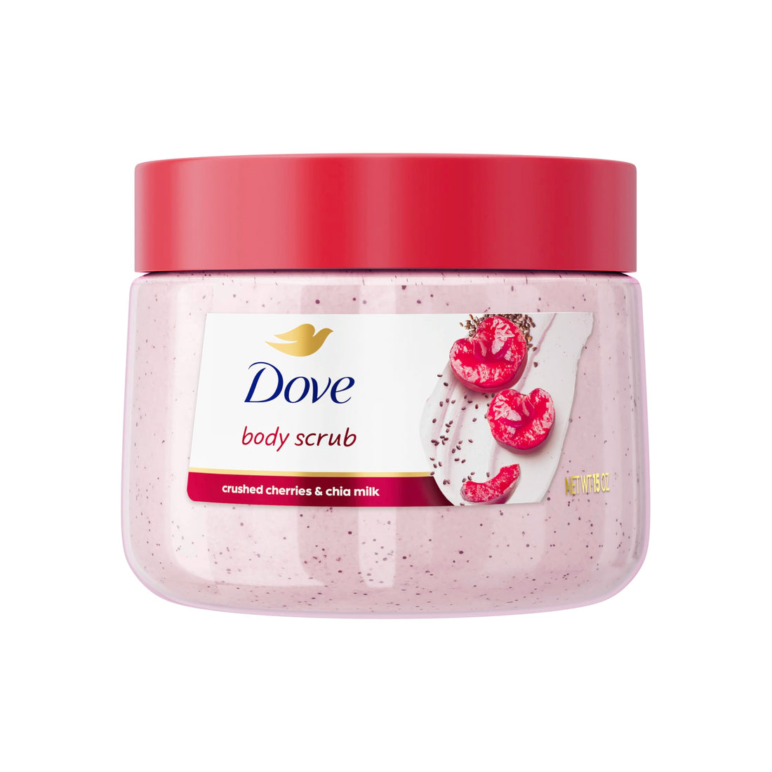 Dove Cherry & Chia Body Scrub Exfoliates and Deeply Nourishes for Smooth, Radiant Skin 15oz