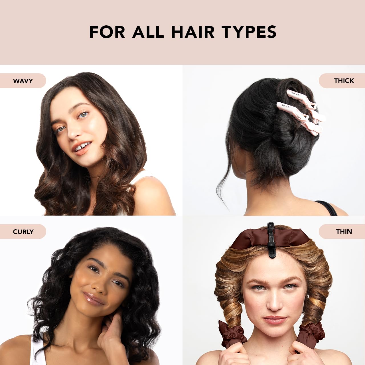 KITSCH Blush No Slip Crocodile Clip 3Pc, 3 EA