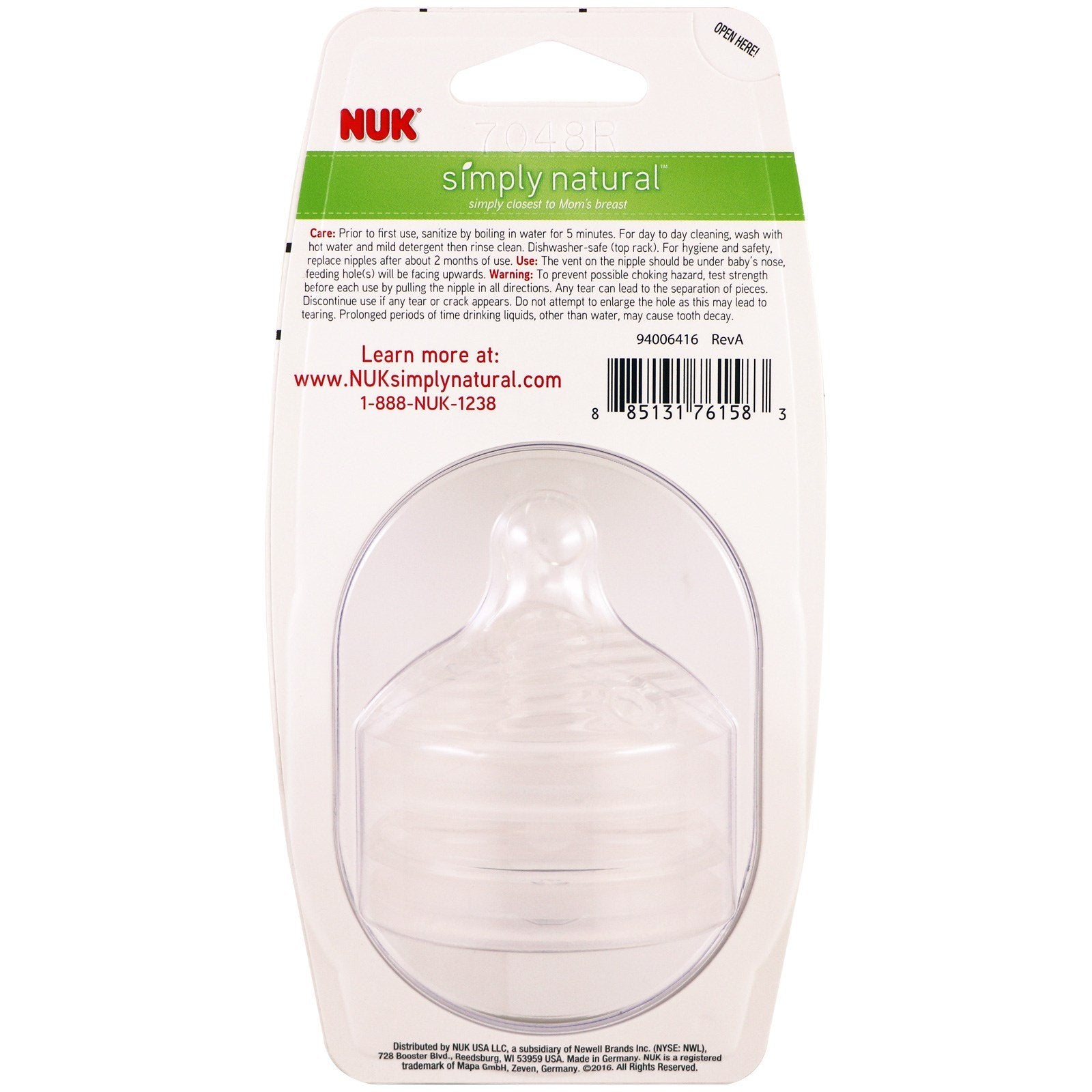 NUK Simply Natural Replacement Nipples, Fast Flow, 2pk