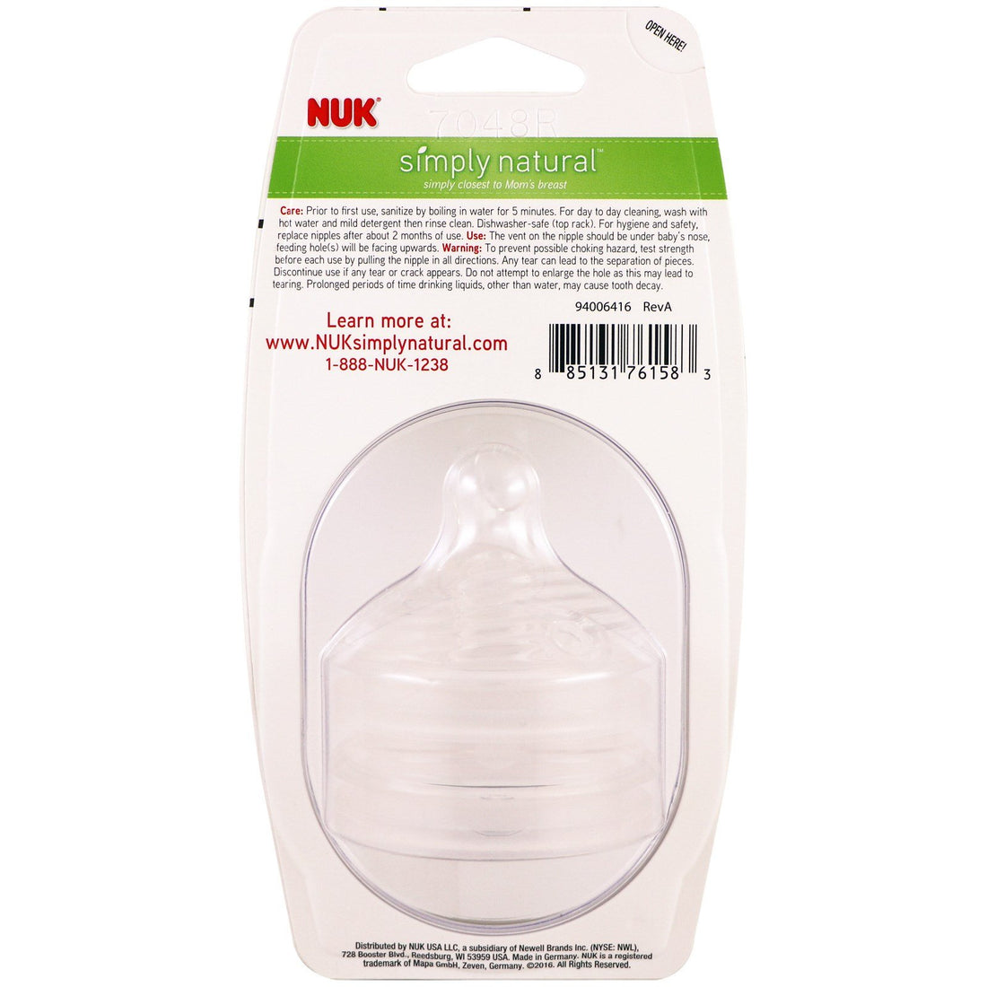 NUK Simply Natural Replacement Nipples, Fast Flow, 2pk