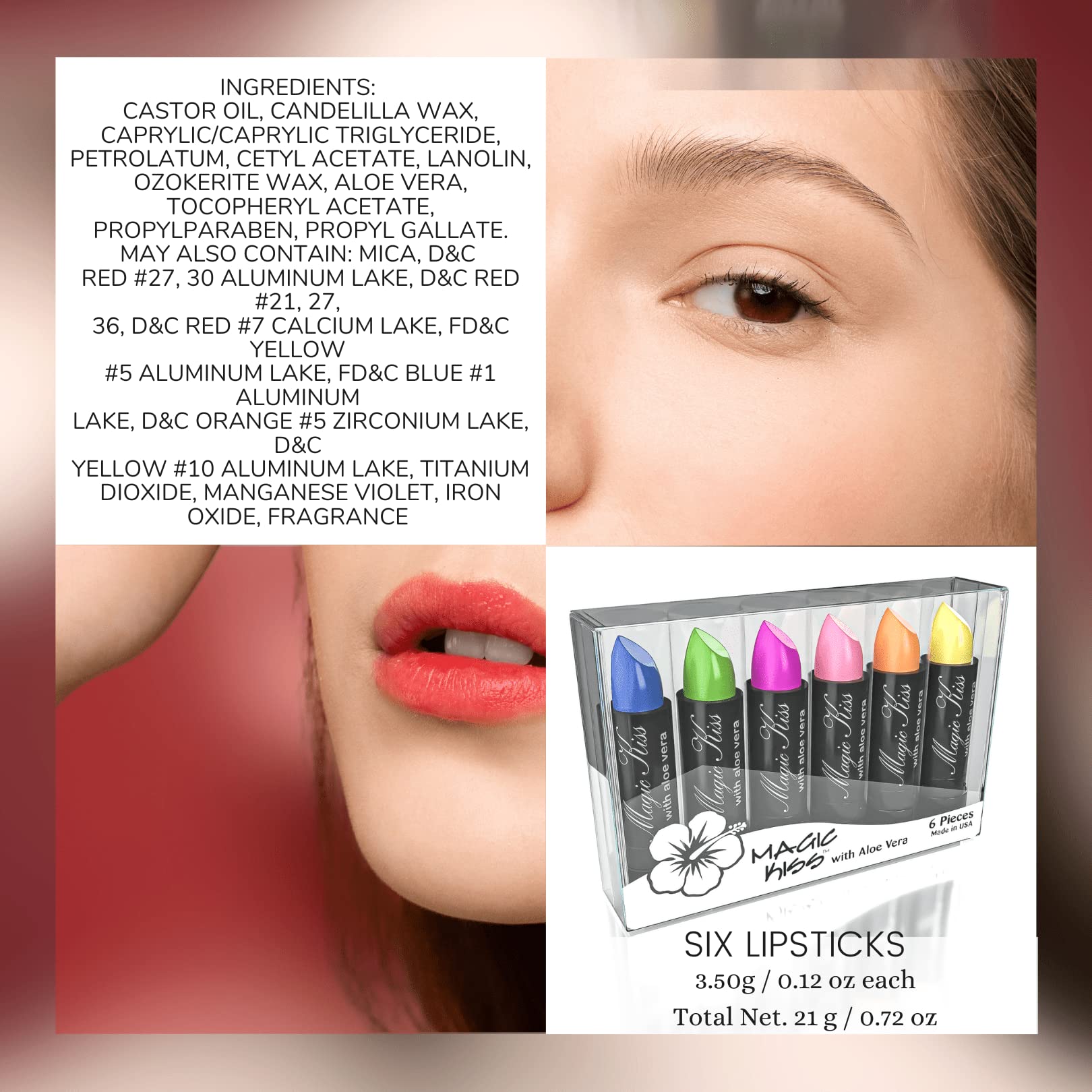 Magic Kiss Lipstick Set Aloe Vera Color Changing Mixed Color