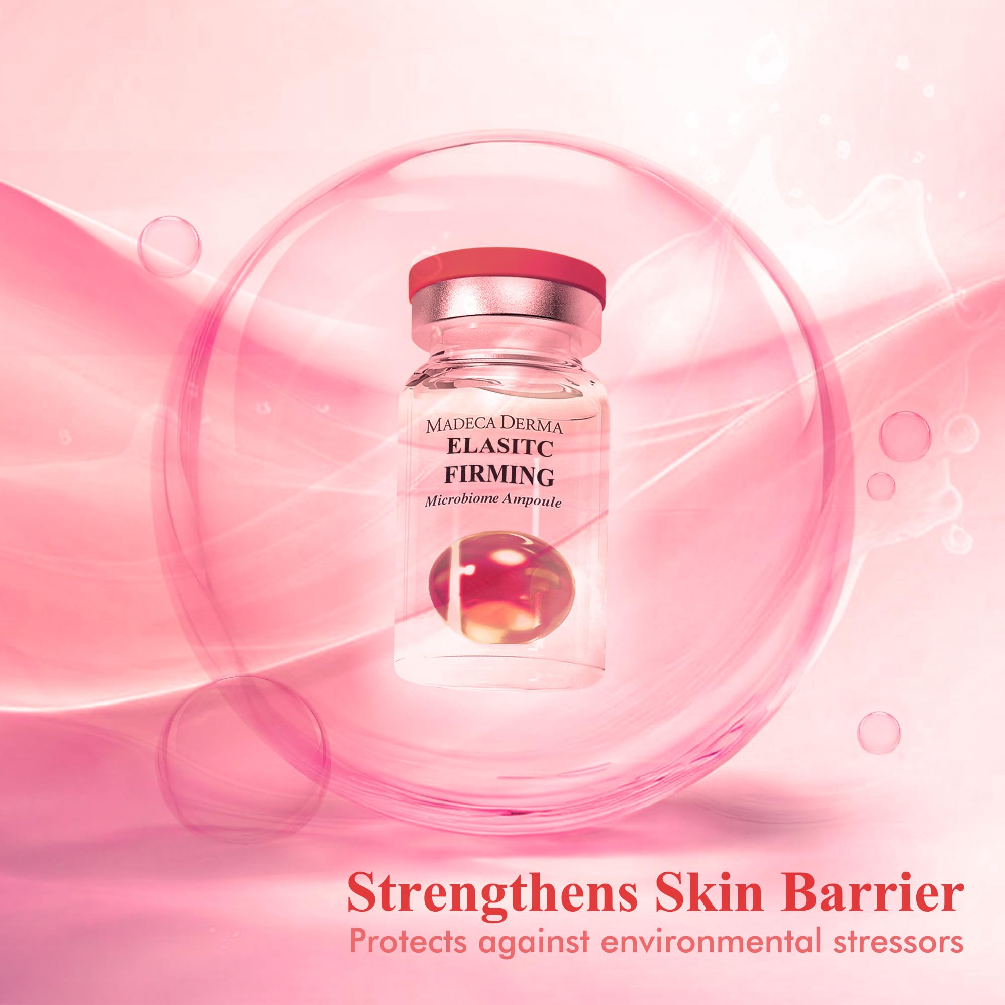 MADECA DERMA Elastic Firming Microbiome Ampoule – Hydrating Korean Skincare with Hyaluronic Acid, Collagen & Peptides for Firmness, Elasticity, Fine Line Reduction & Rejuvenation (0.23 fl oz x 5)