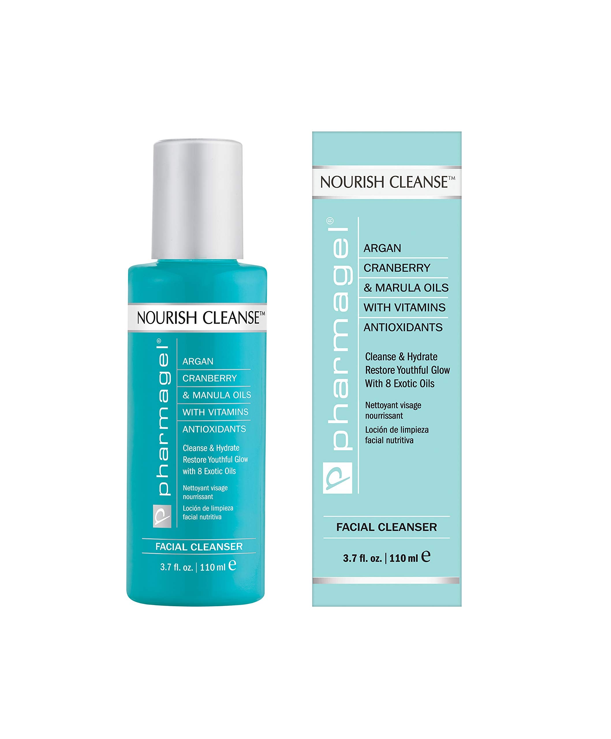 Pharmagel Nourish Cleanse Hydrating Facial Cleanser | Face Cleanser & Makeup Remover | Natural Face Wash for All Skin Types ââ‚¬â€œ 3.7 oz
