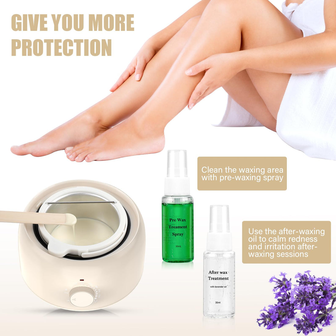 Waxing Kit - TIKESI Wax Warmer for Hair Removal, Hard Wax Kit with 14oz 5 Bags Hard Wax Beans for Full Body, Legs, Face, Eyebrows, Bikini, Brazilian Waxing Kit for Women Men