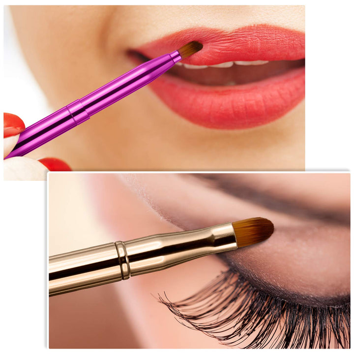 Dual End Lip Brush Concealer Brushes 3 Pieces Retractable Lipstick Eyeshadow Foundation Makeup Brush Tool Applicators Setï¼Ë†Gold, Black, Purpleï¼â€°