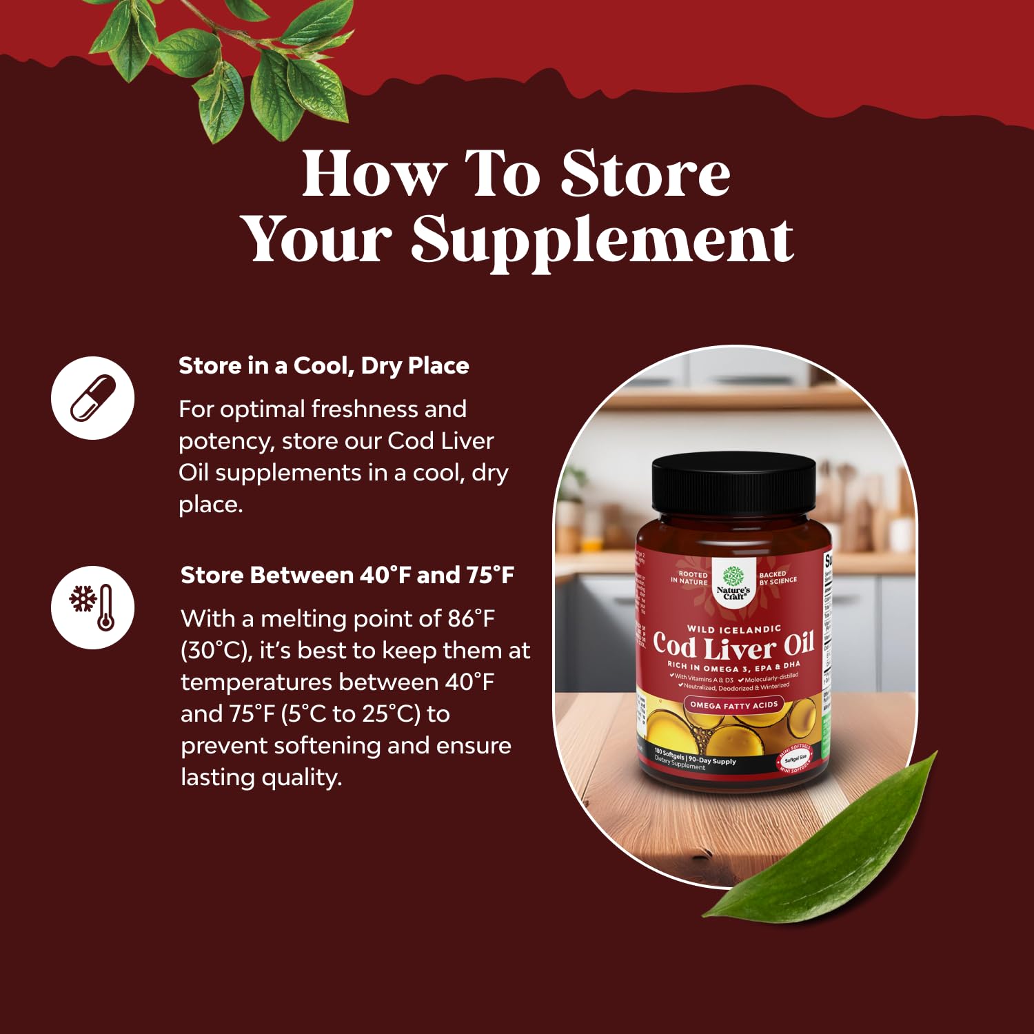 Icelandic Cod Liver Oil Softgels - Wild Caught EPA DHA Omega 3 Fish Oil 1000mg per serving - Sustainably Sourced Burpless Fish Oil Supplement with Vitamin D3 & A for Heart Joint Brain & Immune Support