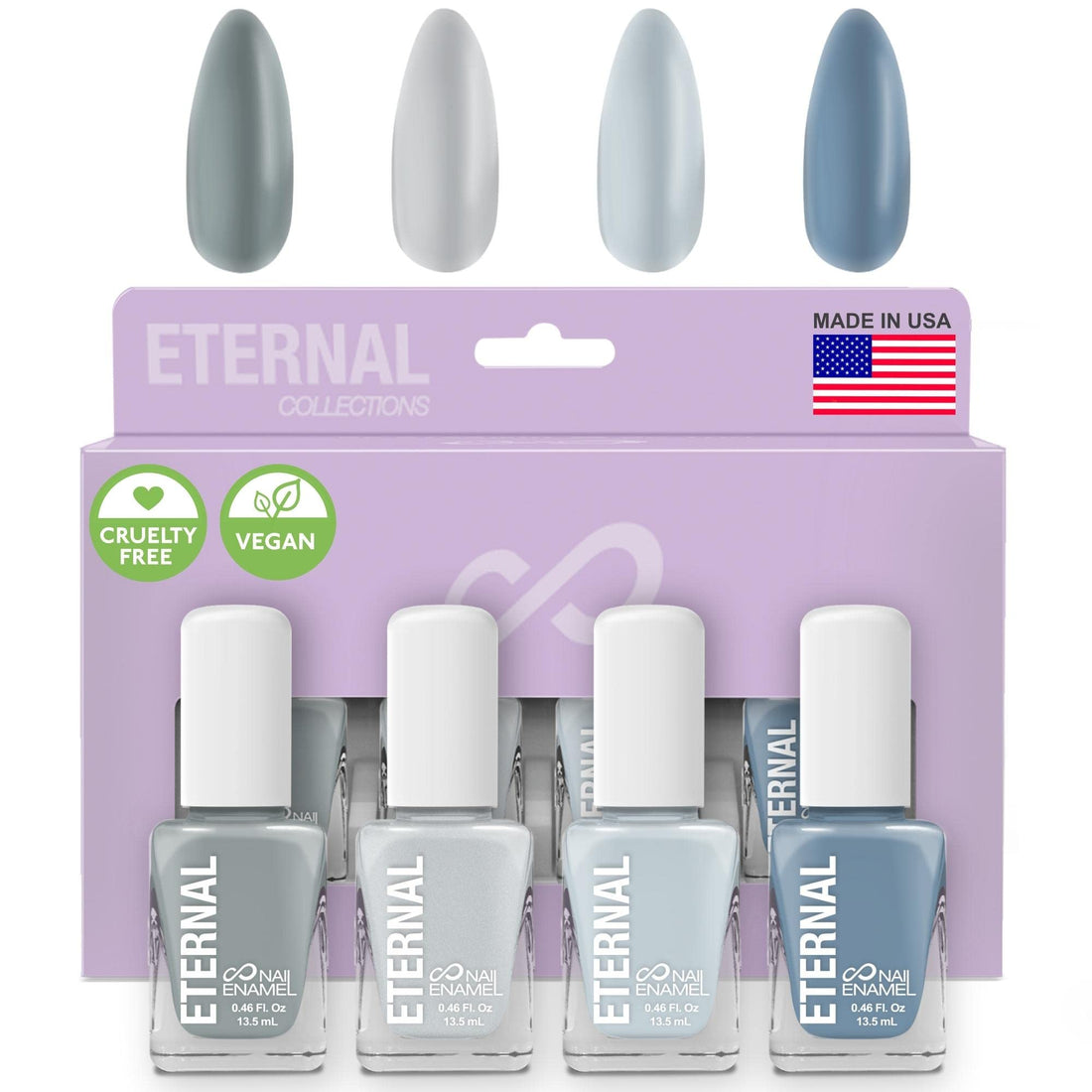 Eternal 4 Collection ââ‚¬â€œ Set of 4 Nail Polish: Long Lasting, Mirror Shine, Quick Dry, Neutral Colors (Minimalist)