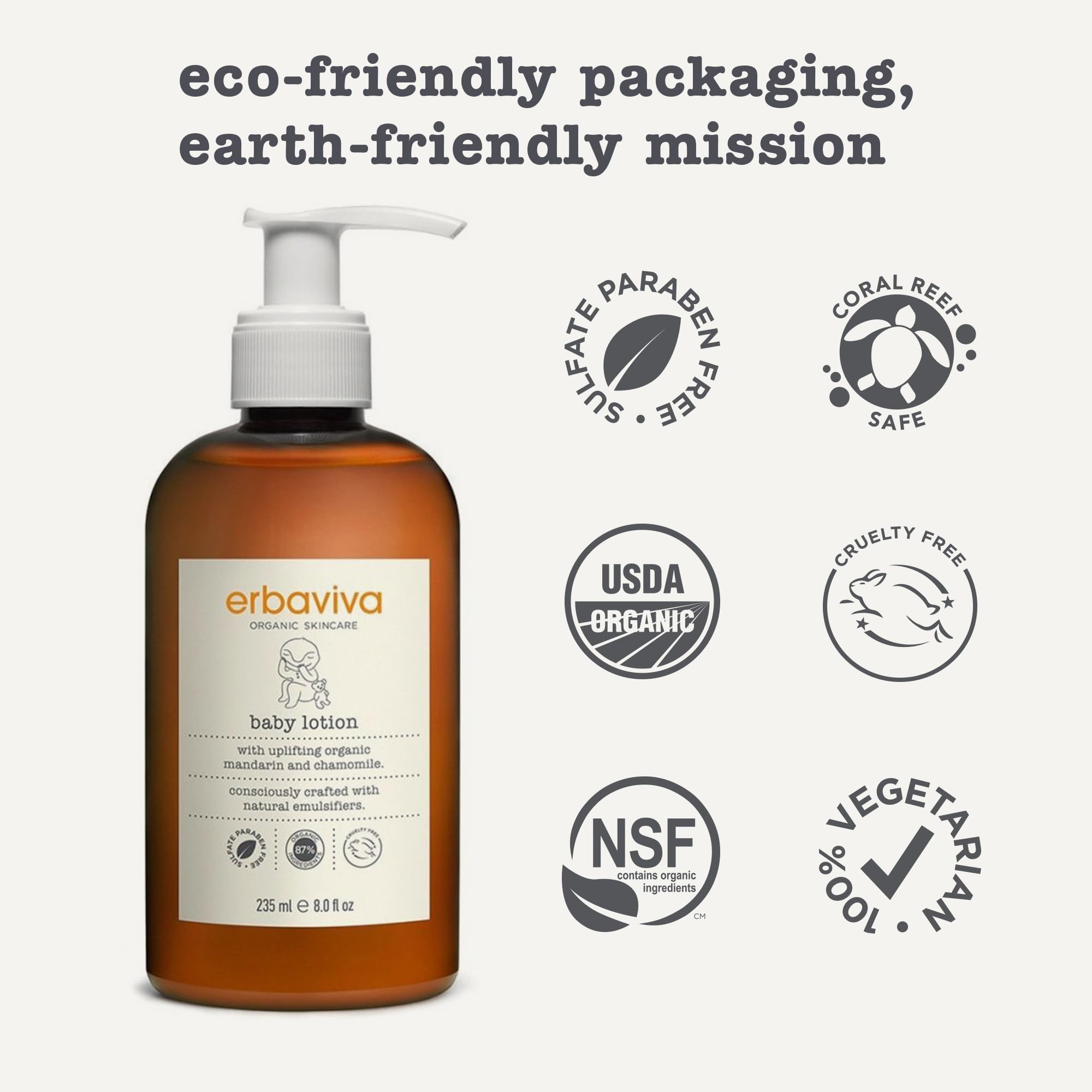 erbaviva Organic Baby Lotion, 8 Fl Oz