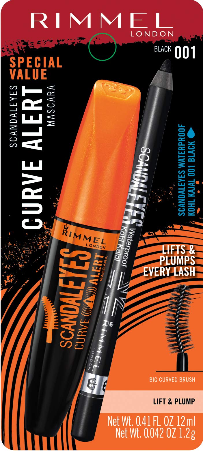 Rimmel ScandalEyes Curve Alert Mascara with ScandalEyes Waterproof Kohl Kajal Liner, 0.41 Fl oz.