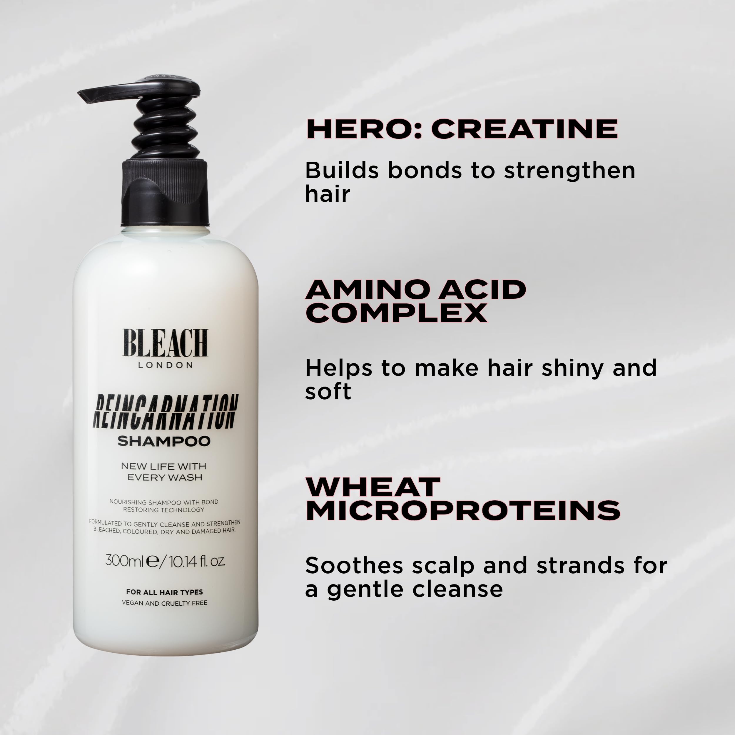 Bleach London Reincarnation Bond Restoring Purple Shampoo - Strengthening Daily Brightening Shampoo for Silky Soft, Shiny Blonde hair - Vegan & PETA-Approved - (10.1 fl oz)