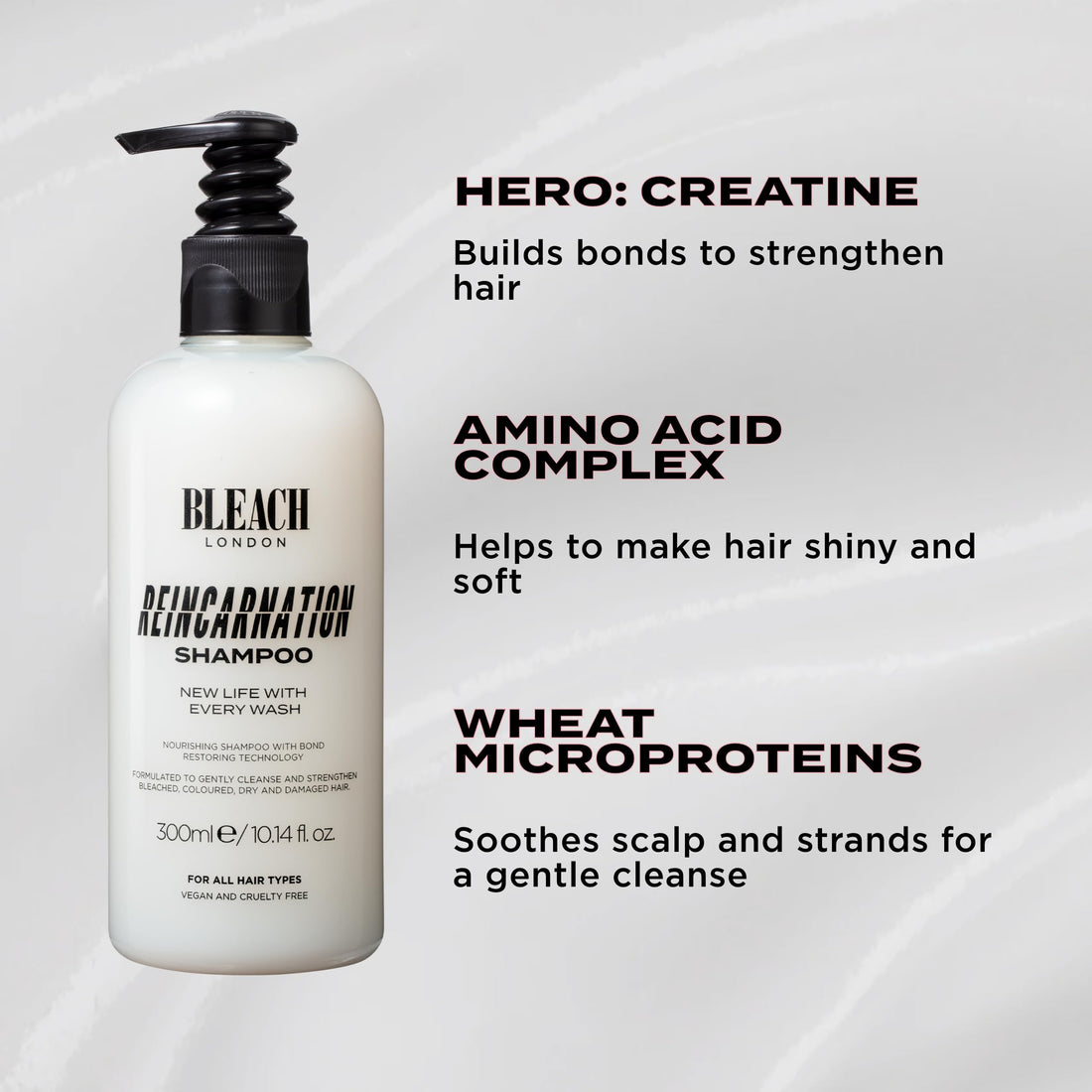 Bleach London Reincarnation Bond Restoring Purple Shampoo - Strengthening Daily Brightening Shampoo for Silky Soft, Shiny Blonde hair - Vegan & PETA-Approved - (10.1 fl oz)