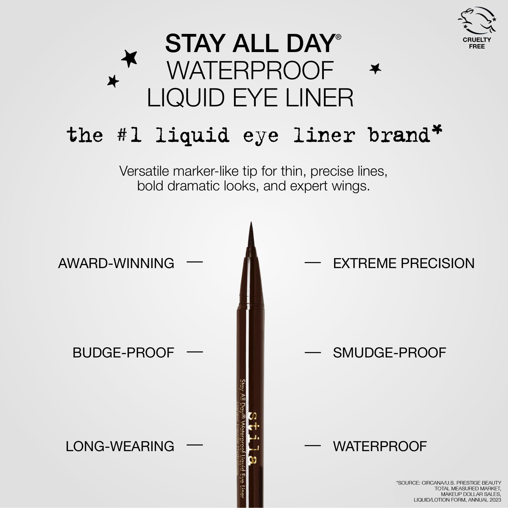 stila Stay All Day Waterproof Liquid Eye Liner, Dark Brown (Rich Chocolate)