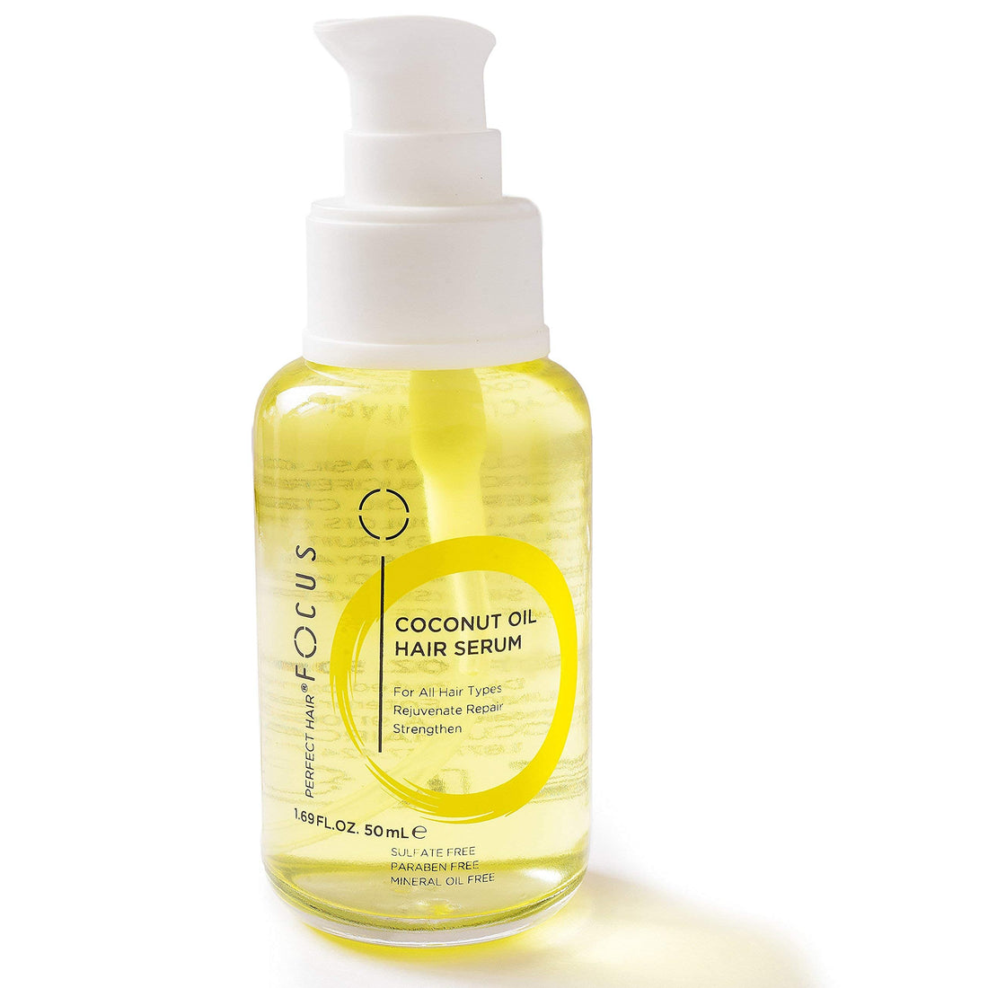 Perfect Hair Focus Coconut Oil Hair Serum - Infused with Raw Virgin Olive Oil, Sweet Almond, Keratin, Aloe and Algae Extract - Rejuvenate, Strengthen and Restore Hair to Natural Beauty - 50ml (1 Pack)