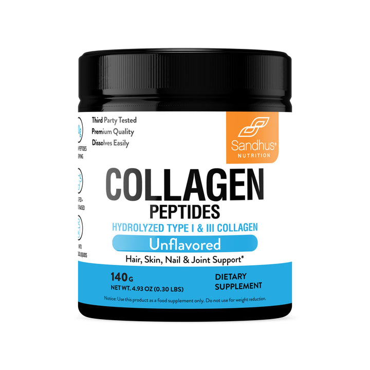 Sandhu's Collagen Peptides Powder|4.9 oz Unflavored| Grass-Fed Hydrolyzed Bovine Collagen | Supports Youthful Skin, Hair, Nails, Mobility, Flexibility, & Bone Health