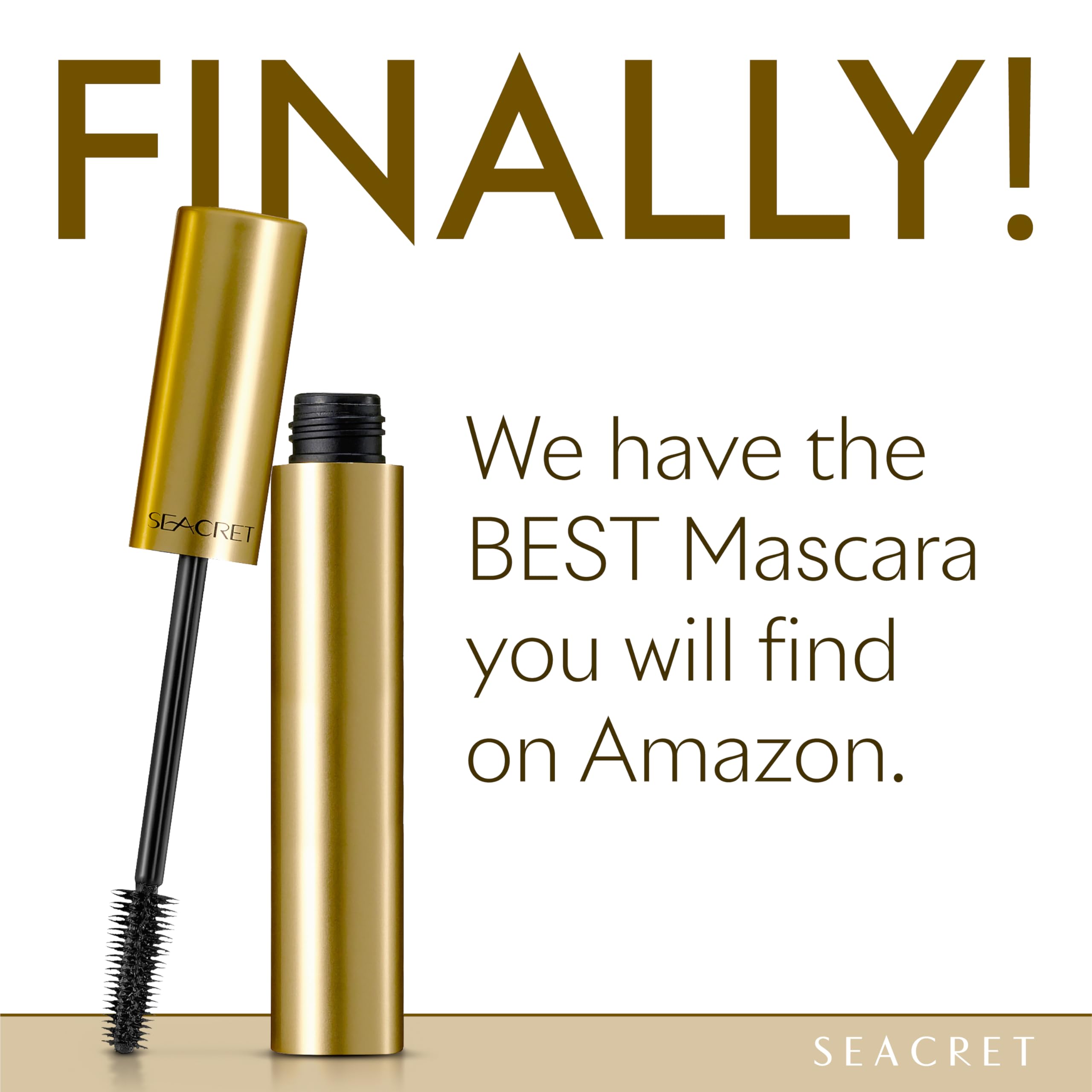 SEACRET - Minerals From The Dead Sea, Non Smudge, Volumizing Black Mascara, Cone Brush 0.28 OZ.