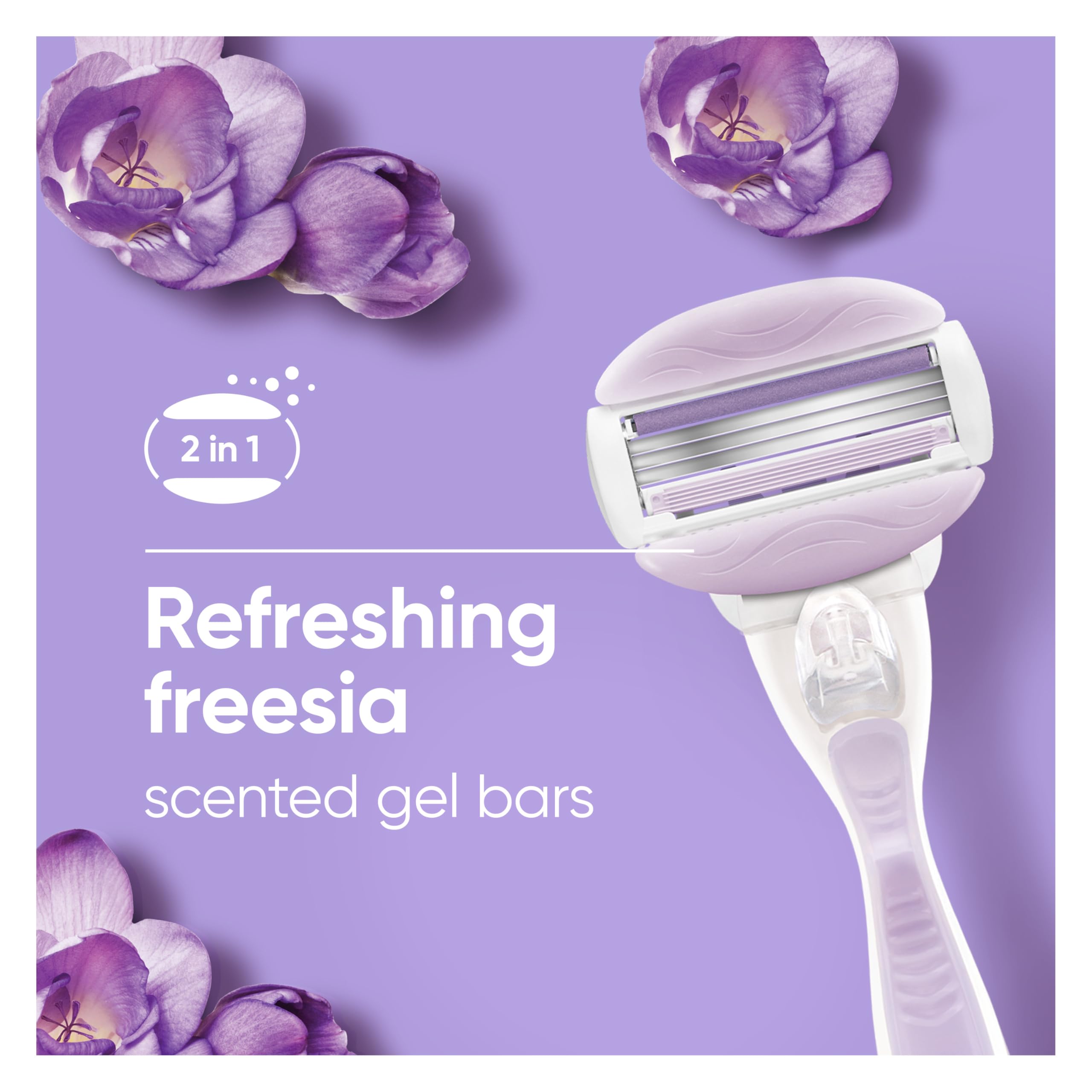 Gillette Venus ComfortGlide Freesia Women's Razor Refills, 6 Refill Cartridges, Fits Venus Reusable Razor Handles, 3-Bladed with Built-in Shave Gel Bars