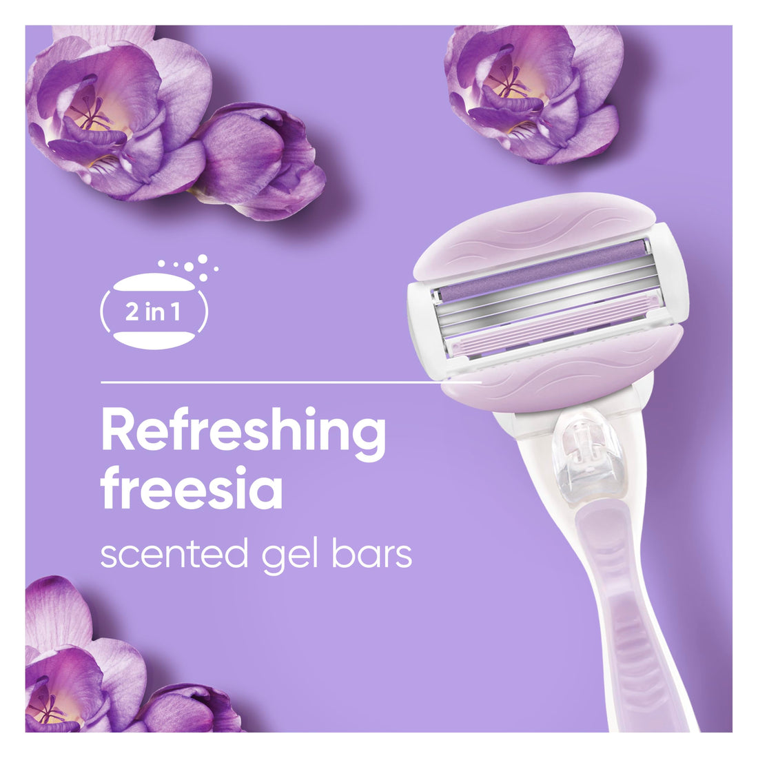 Gillette Venus ComfortGlide Freesia Women's Razor Refills, 6 Refill Cartridges, Fits Venus Reusable Razor Handles, 3-Bladed with Built-in Shave Gel Bars
