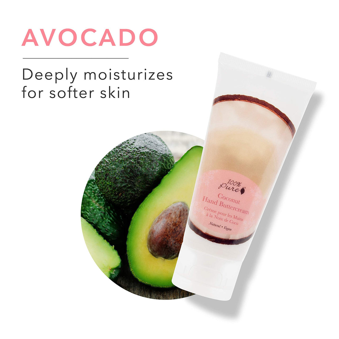 100% PURE Coconut Vegan Hand Cream Dry Skin Buttercream Lotion Made with Shea Butter Natural Moisturization for Dryness - 2 Fl Oz