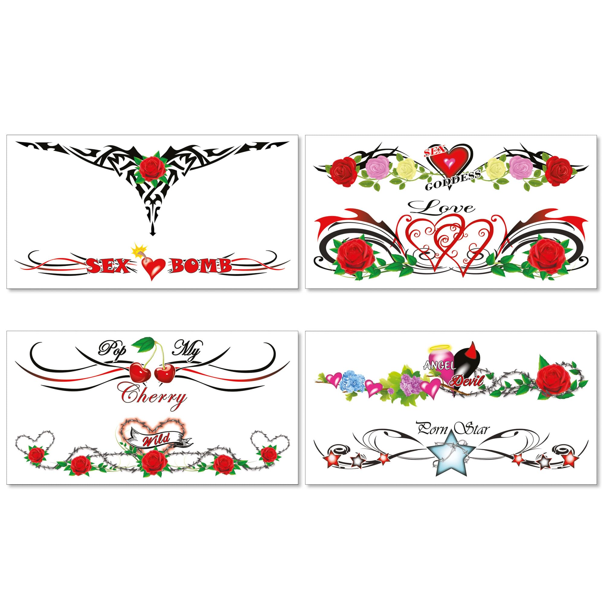 Sovereign-Gear 8 Extra Large Sexy Naughty Temporary Tattoos for Women Ladies - Adult Fun for Lower Back Legs Arms Stomach