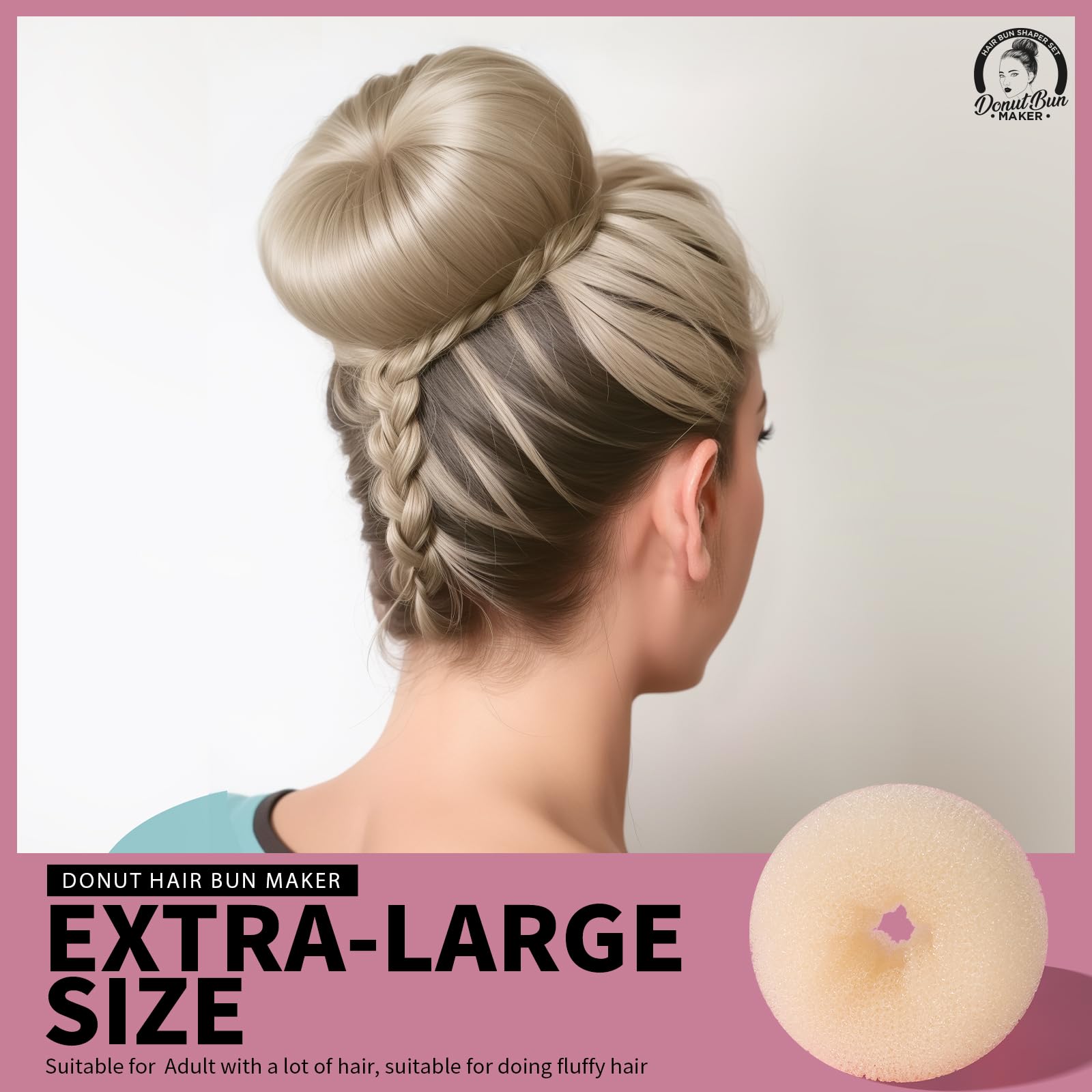 Teenitor Hair Bun Shaper SetÅ’Teenitor 4 Hair Pcs Donut Bun Maker(Extra-large, Large, Medium, Small) with Large Bobby Pins Blonde 20pcs, Doughnuts Ring Styler Maker