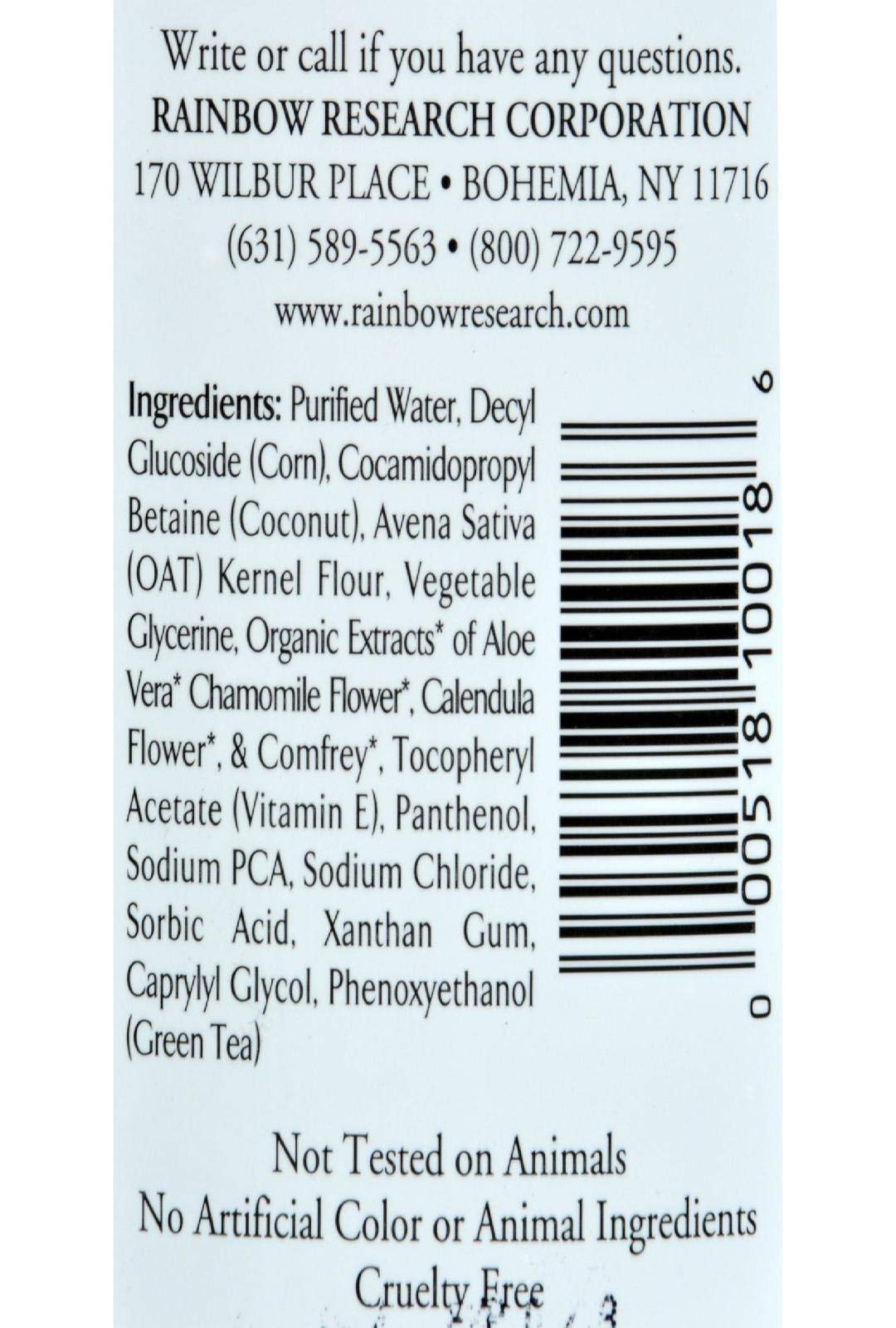 Rainbow Research Colloidal Oatmeal Bath and Body Wash, Fragrance Free, 12 Fluid Ounce by Rainbow Research