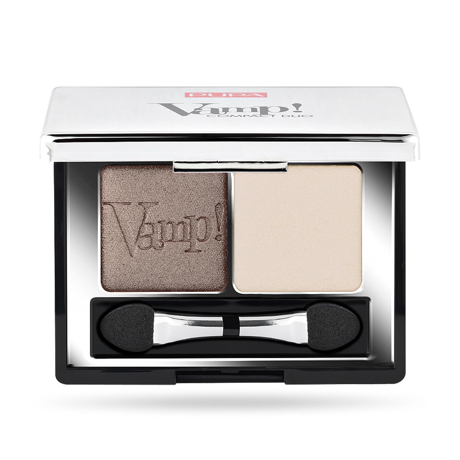 Pupa Milano Vamp! Compact Duo Eyeshadow - For Pure Color Payoff - Double Palette - High Concentration of Pigments and Comfortable Texture - 006 Brown Vanilla - 0.078 Oz