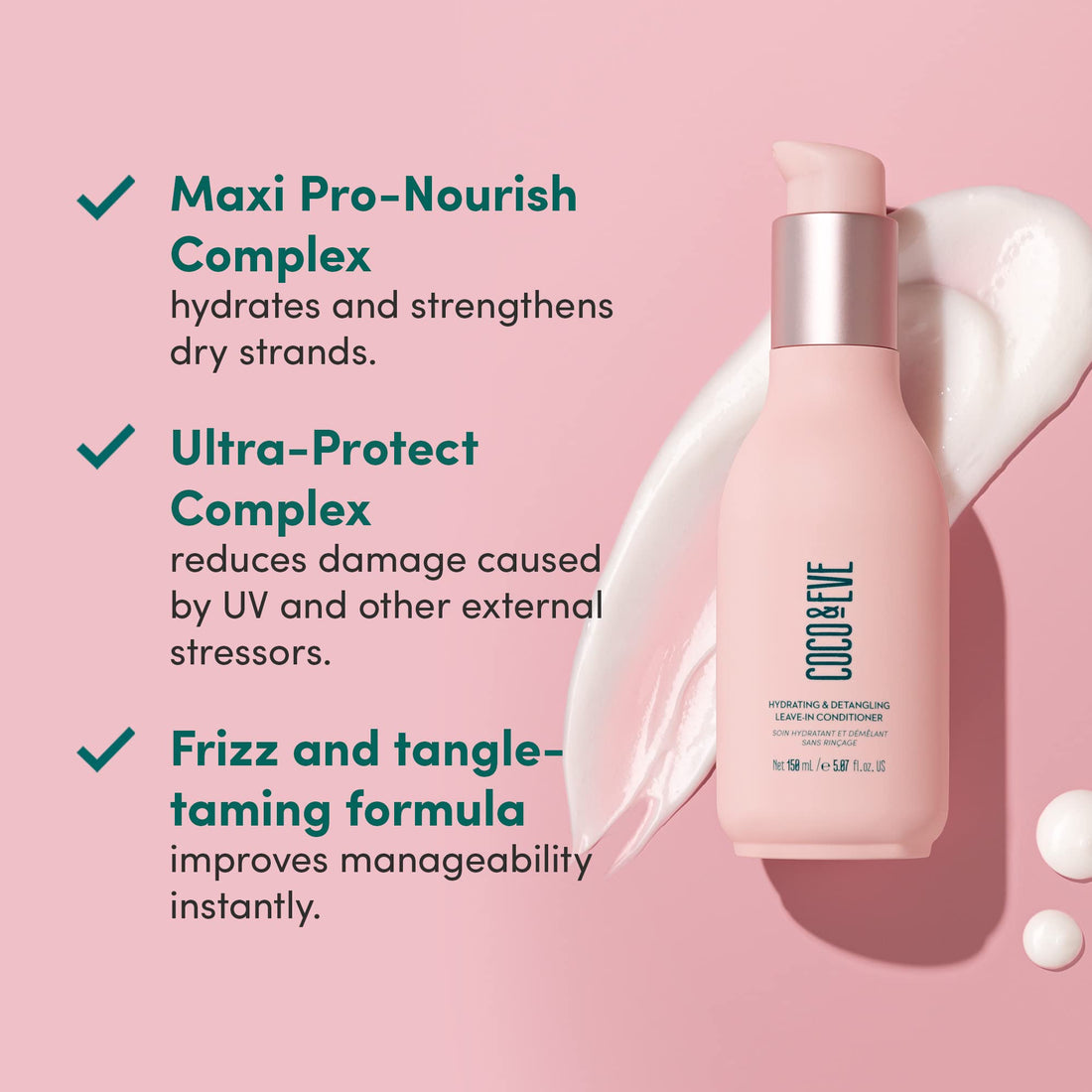 Coco & Eve Hydrating & Detangling Leave-In Conditioner. Coconut, Avocado Oil, Vitamin A & E to Nourish, De-frizz, Detangle, Minimise Breakage & Split Ends. (5.07 fl oz)