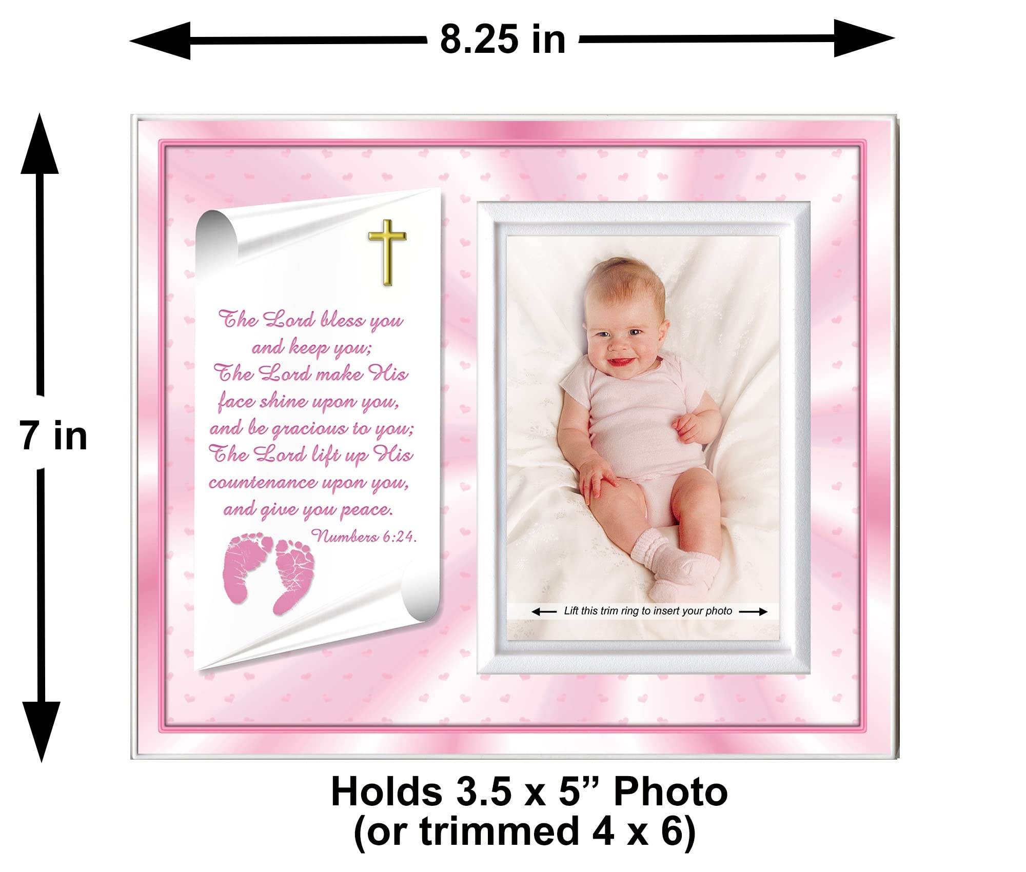 Baptism Christening Gifts Baby Blessing Picture Frame - Numbers 6:24-26 - Girl