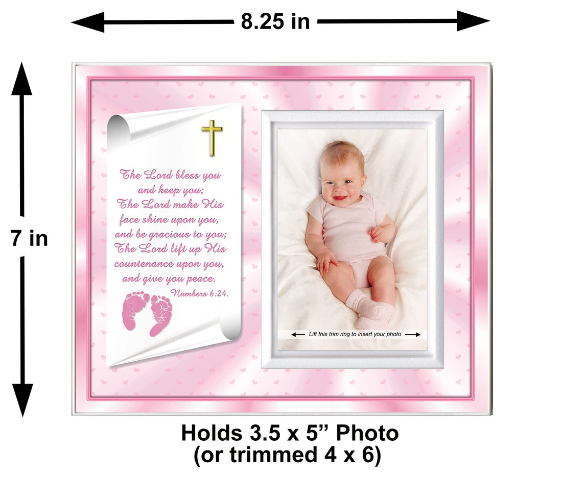 Baptism Christening Gifts Baby Blessing Picture Frame - Numbers 6:24-26 - Girl